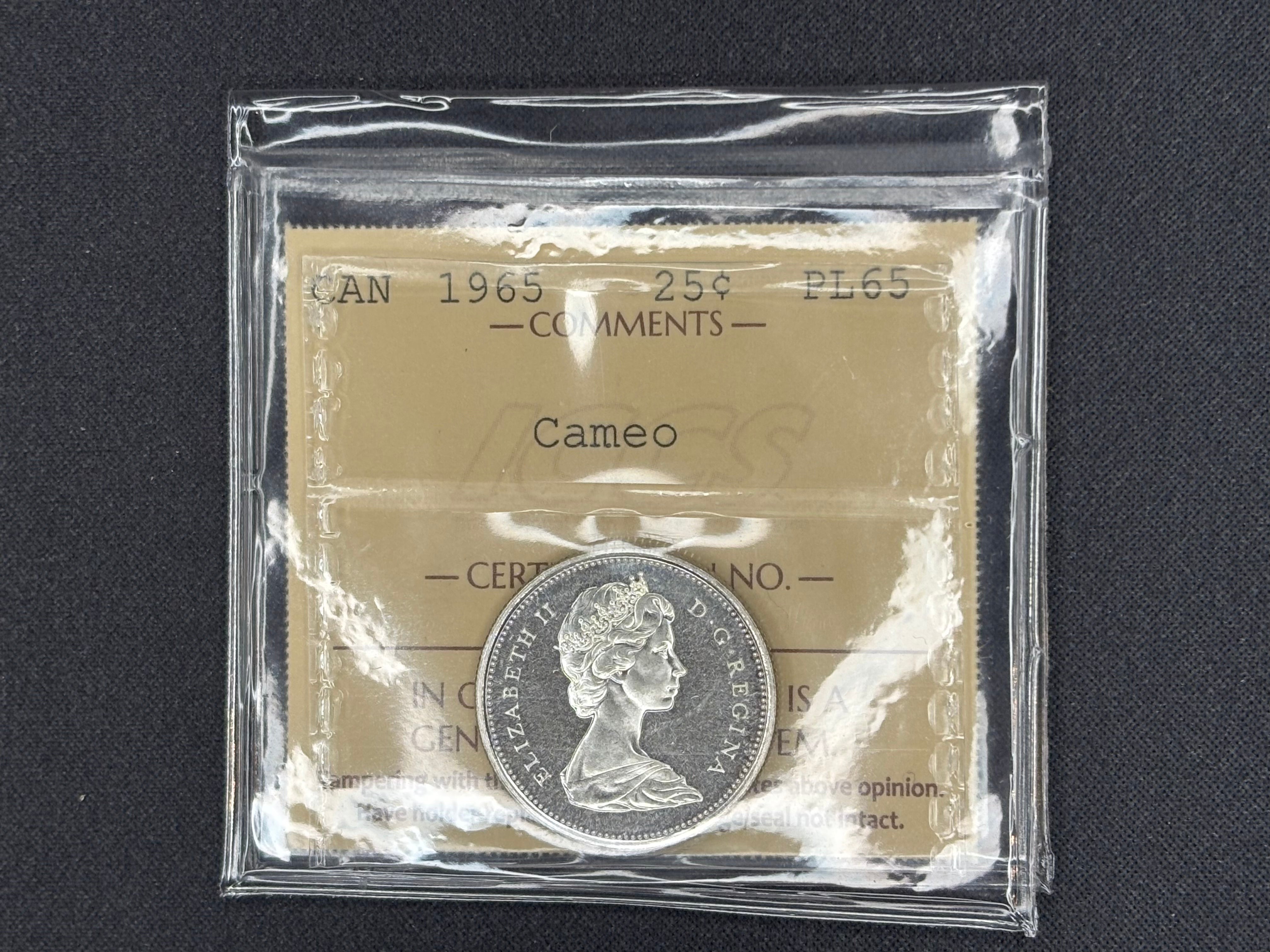 Canada Silver Coin - 25 cents - 1965 Cameo- PL65 ICCS
