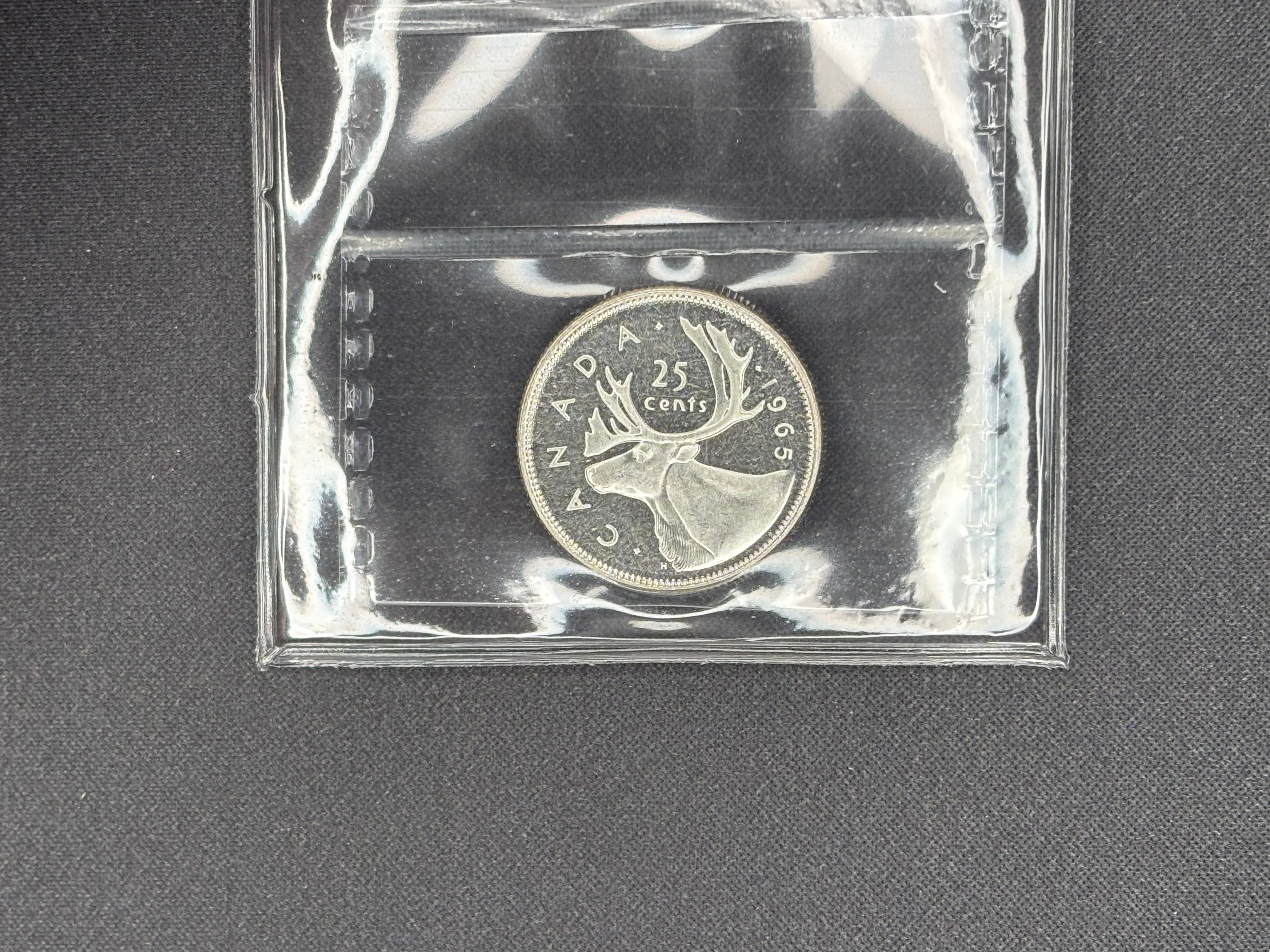 Canada Silver Coin - 25 cents - 1965 Cameo- PL65 ICCS