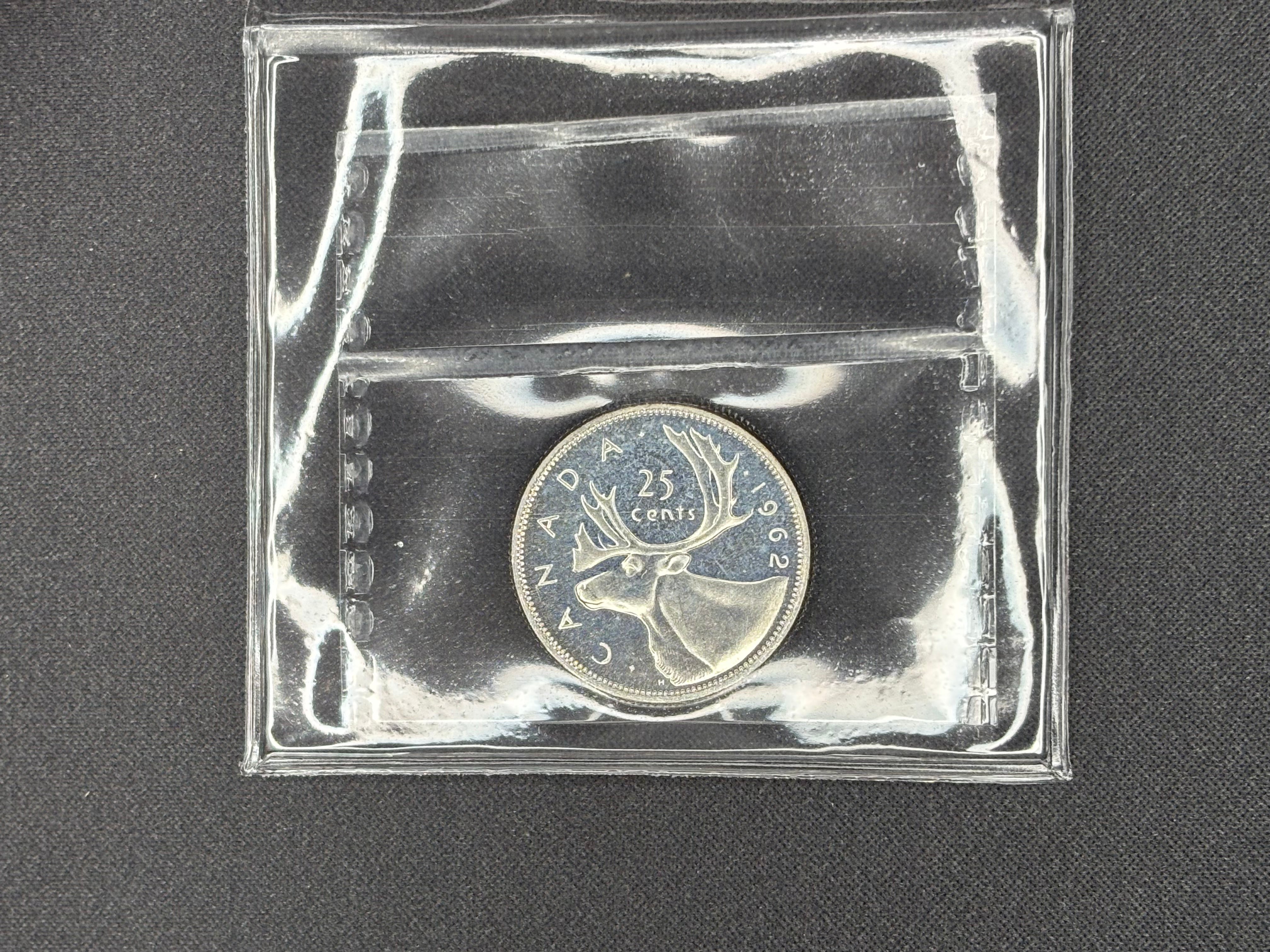 Canada Silver Coin - 25 cents - 1962 - PL65 ICCS