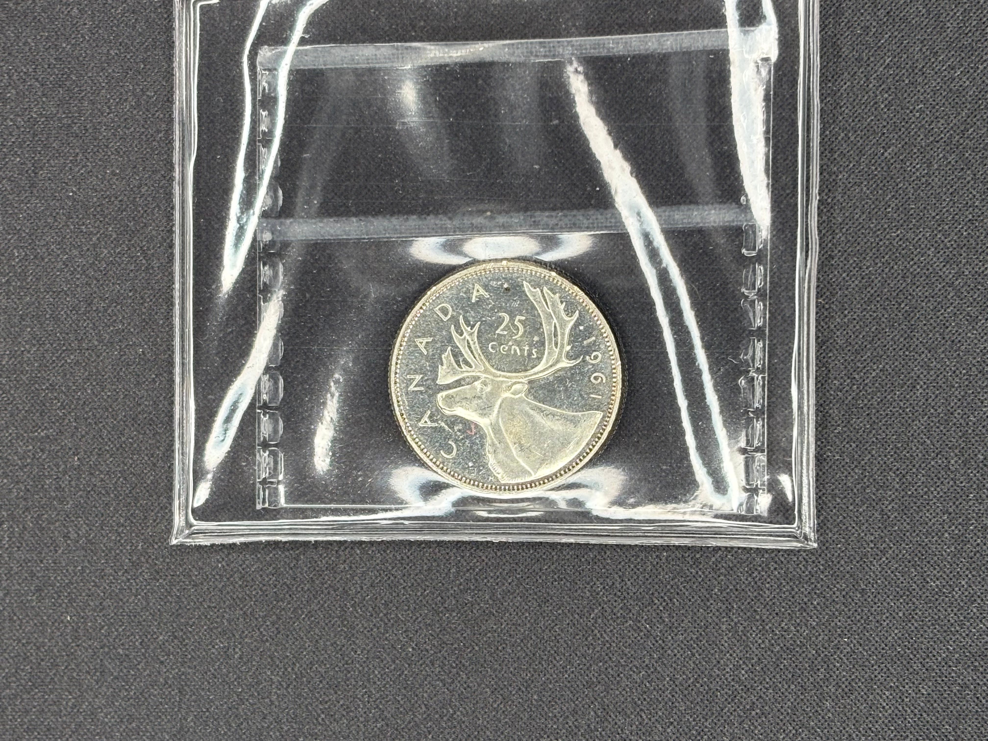 Canada Silver Coin - 25 cents - 1961 Heavy Cameo- MS63 ICCS