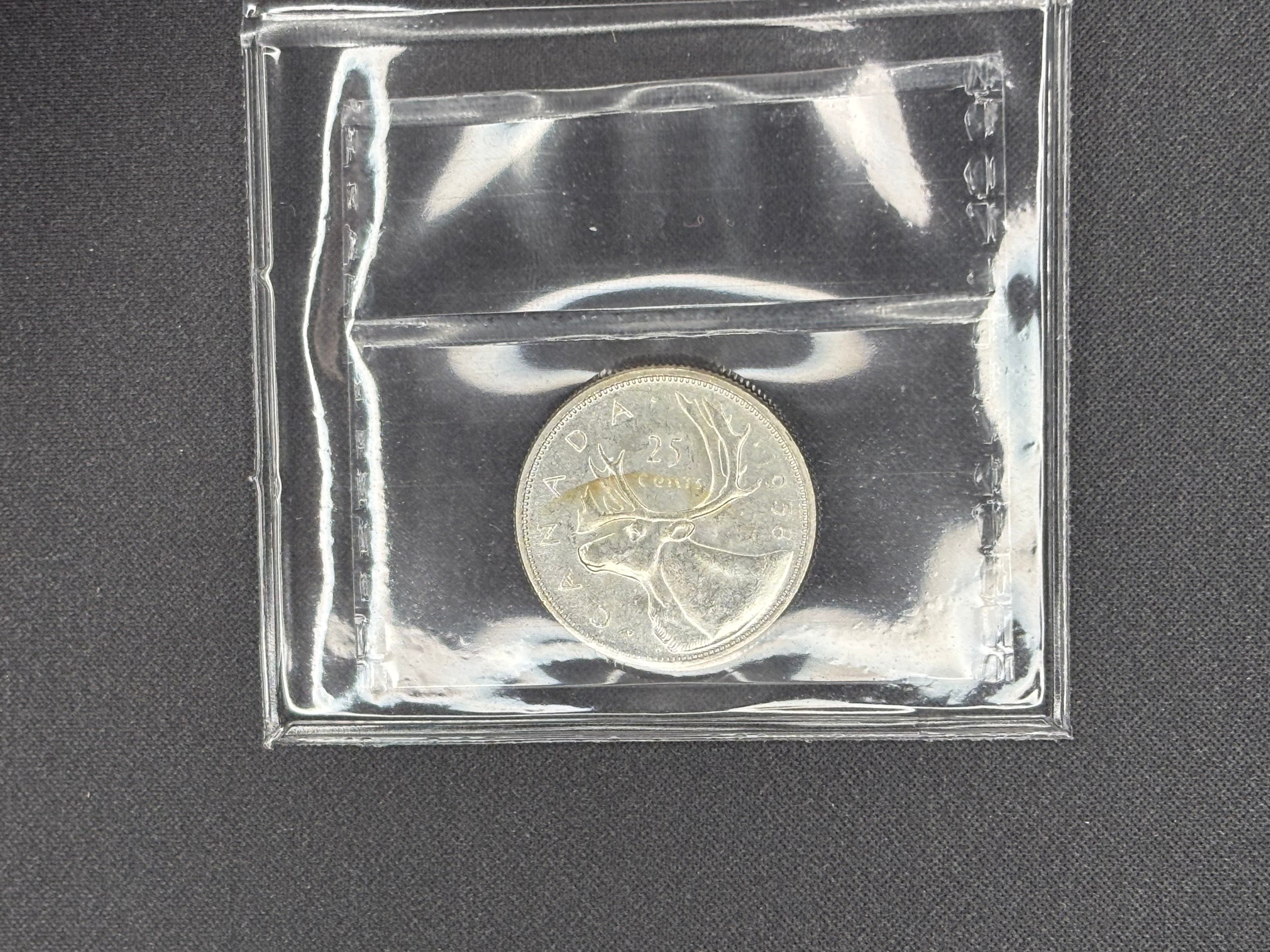 Canada Silver Coin - 25 cents - 1958- MS64 ICCS