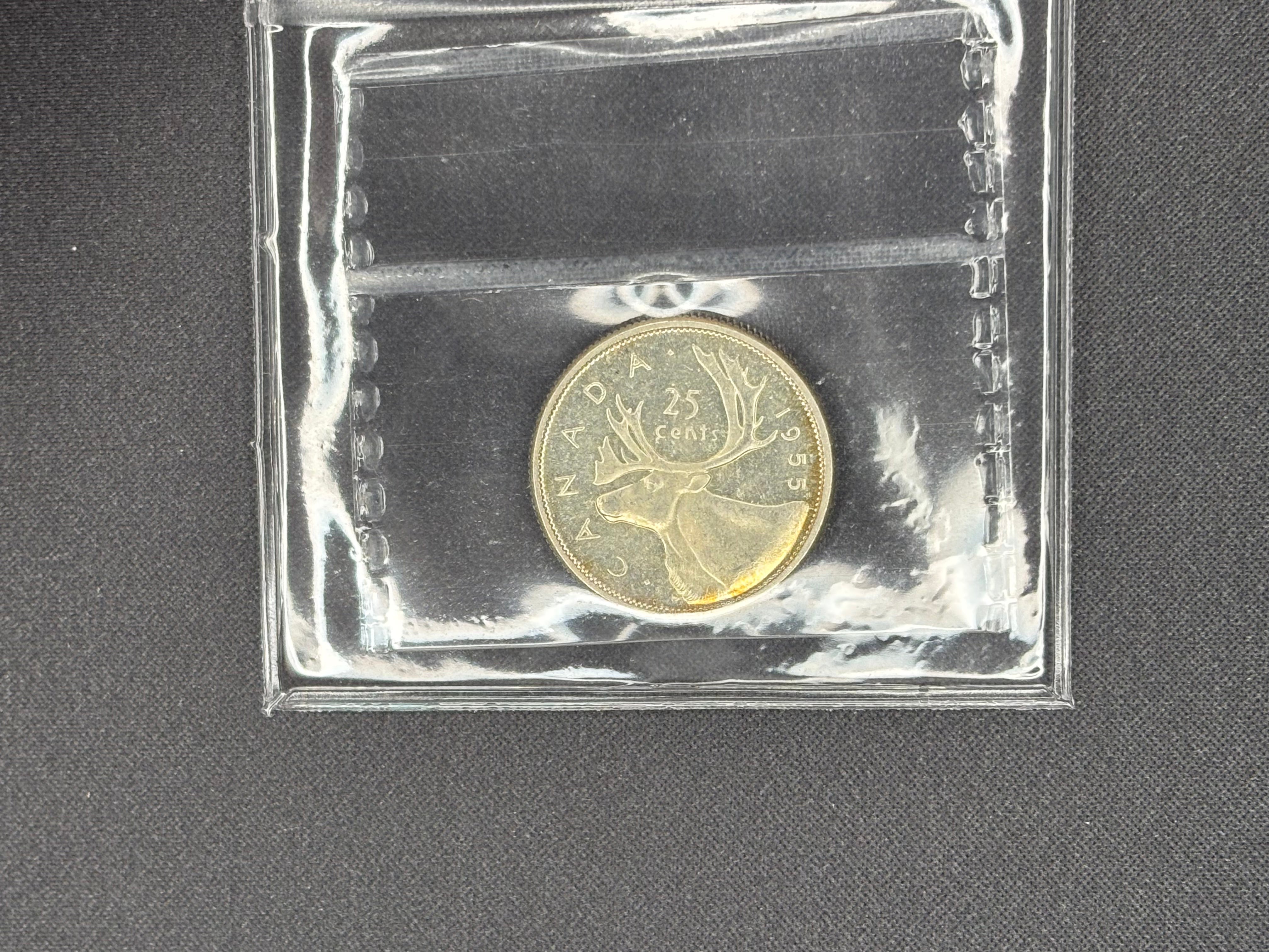 Canada Silver Coin - 25 cents - 1955- MS65 ICCS