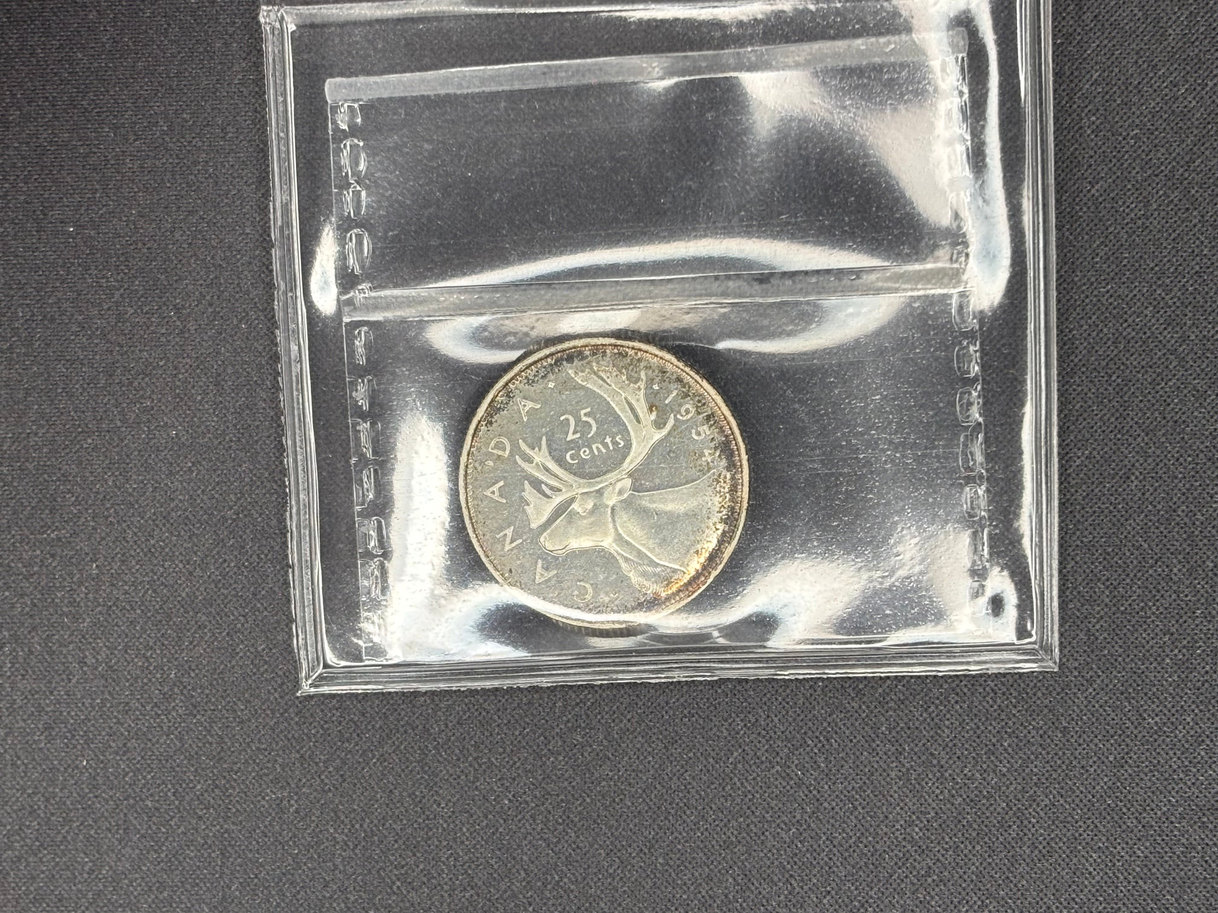 Canadian Silver Coin - 25 cents - 1954 - PL64 ICCS
