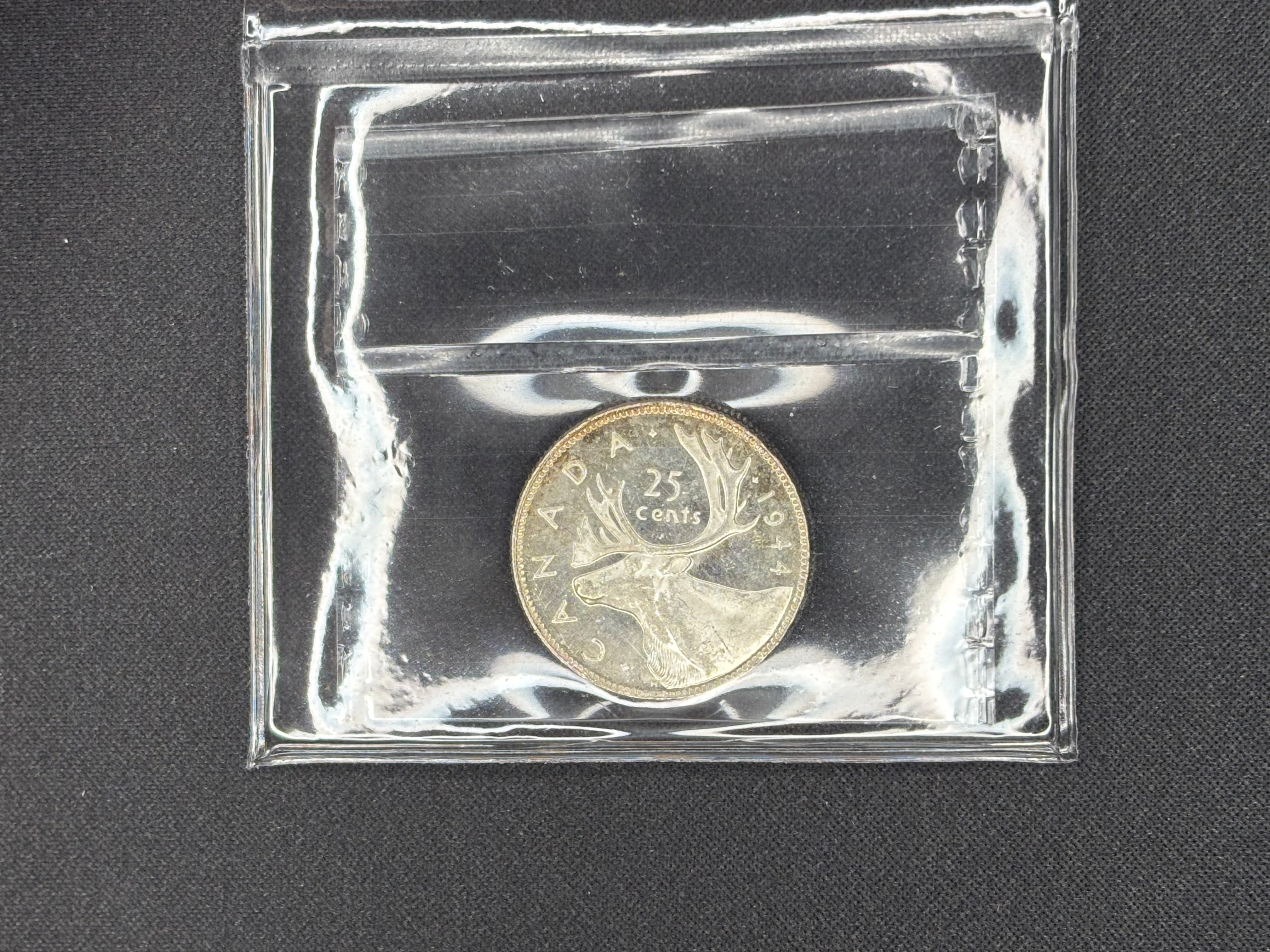 Canadian Silver Coin - 25 cents - 1944- MS63 ICCS