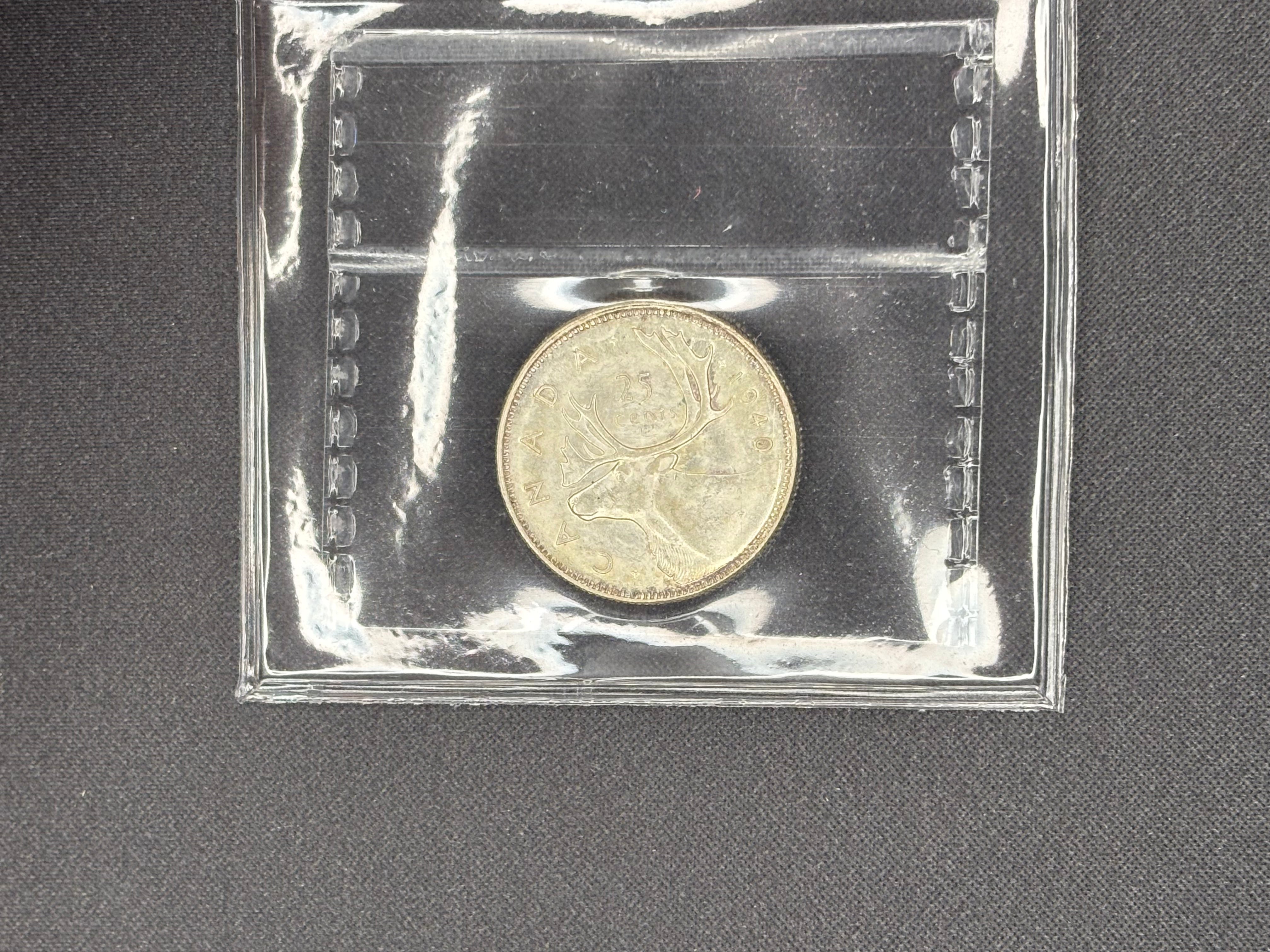 Canadian Silver Coin - 25 cents - 1940 - MS63 ICCS
