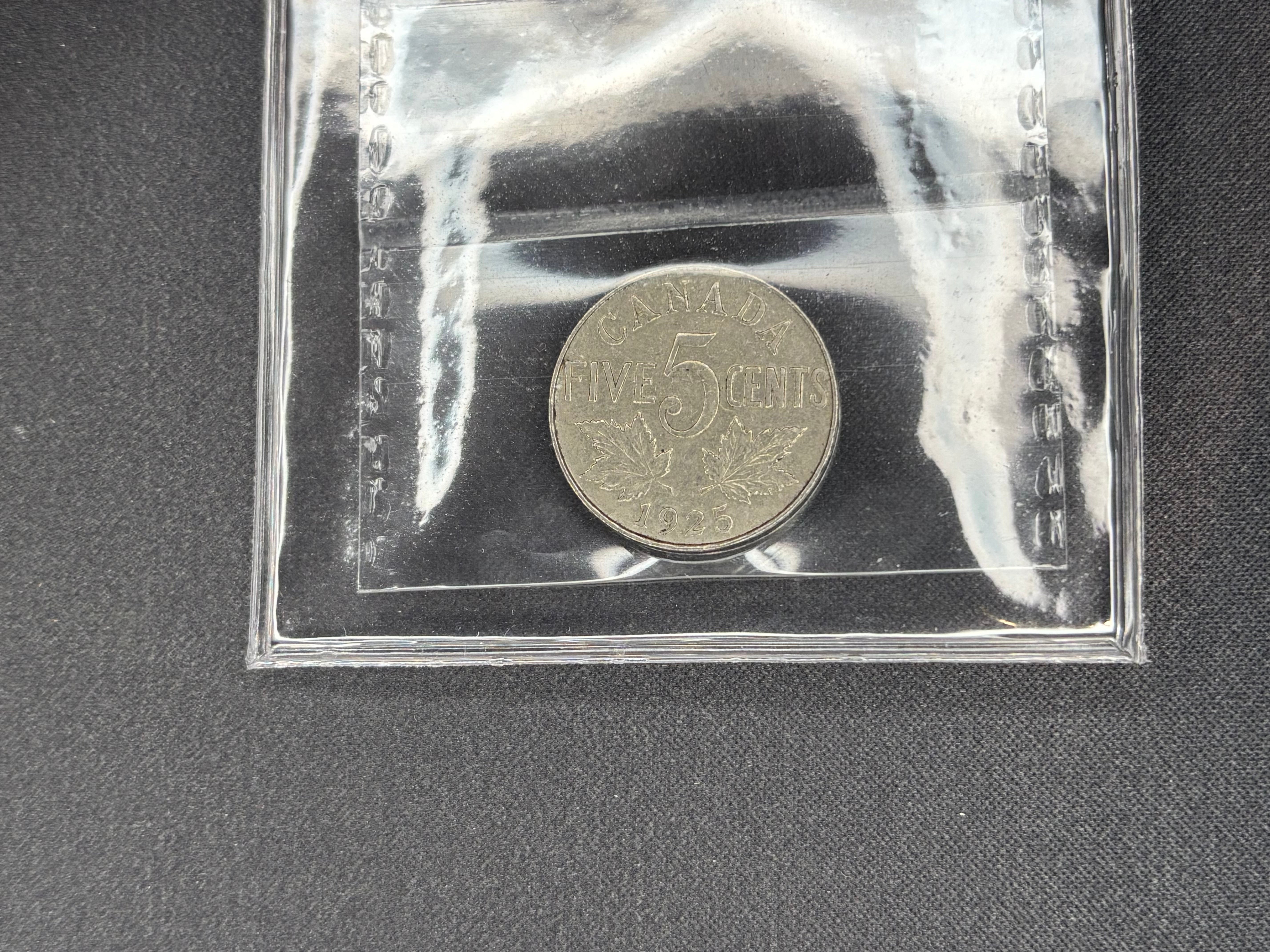 Key date Canada Silver Coin - 5 cent - 1925 - VF20 ICCS