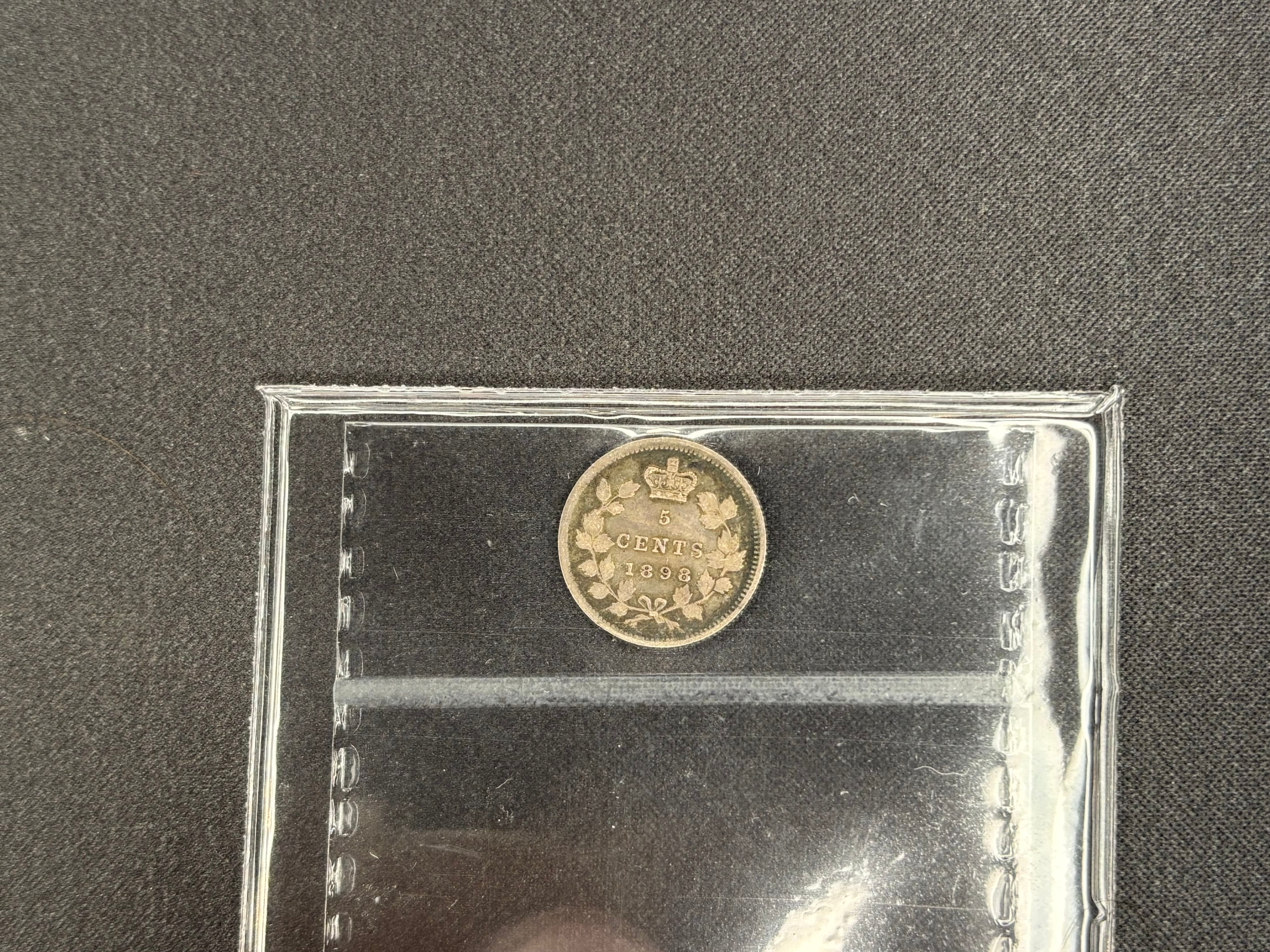 Canadian Silver Coin - 5 cents - 1898 - VF20 ICCS