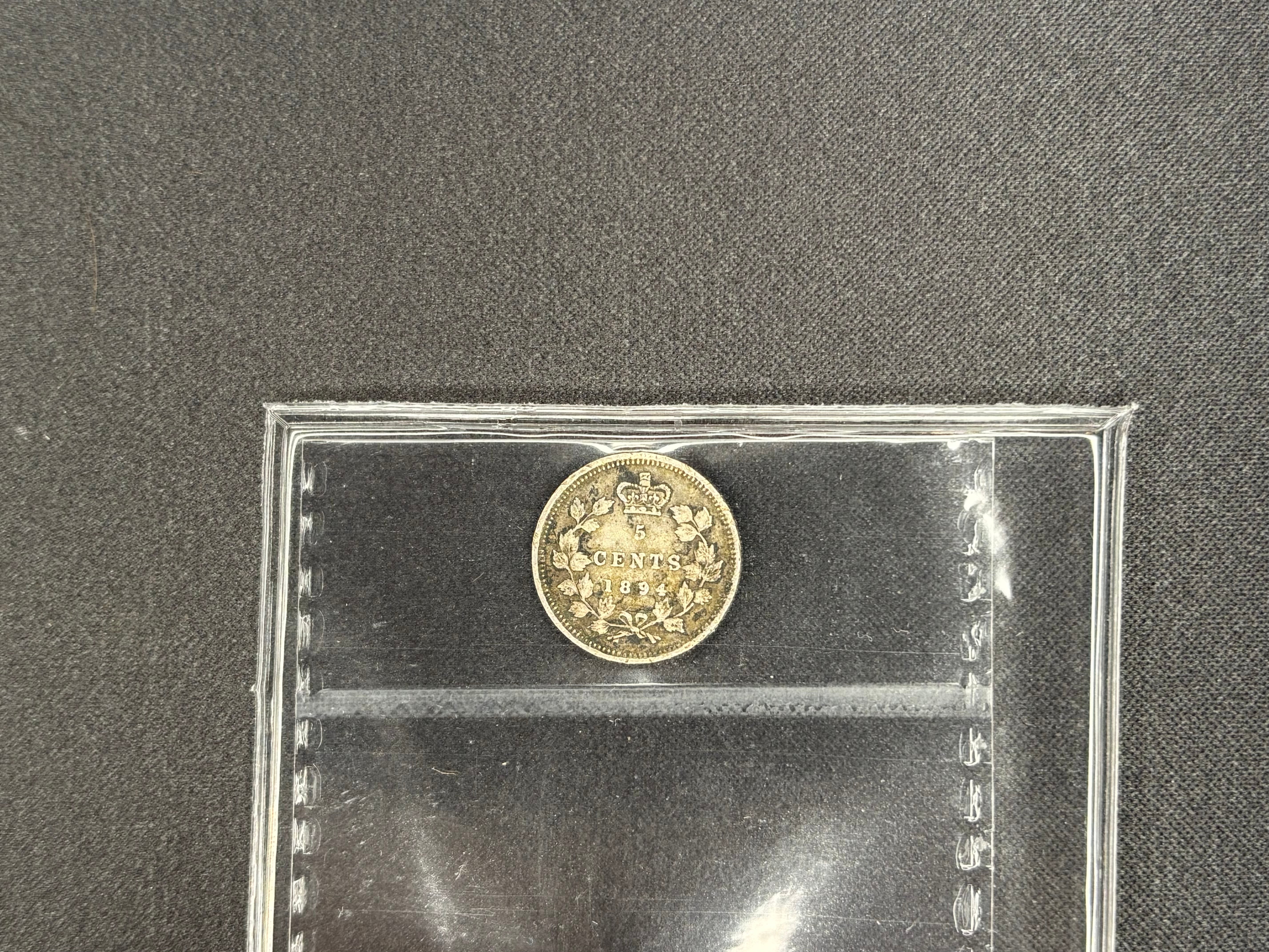 Canadian Silver Coin - 5 cents - 1894 - VF20 ICCS