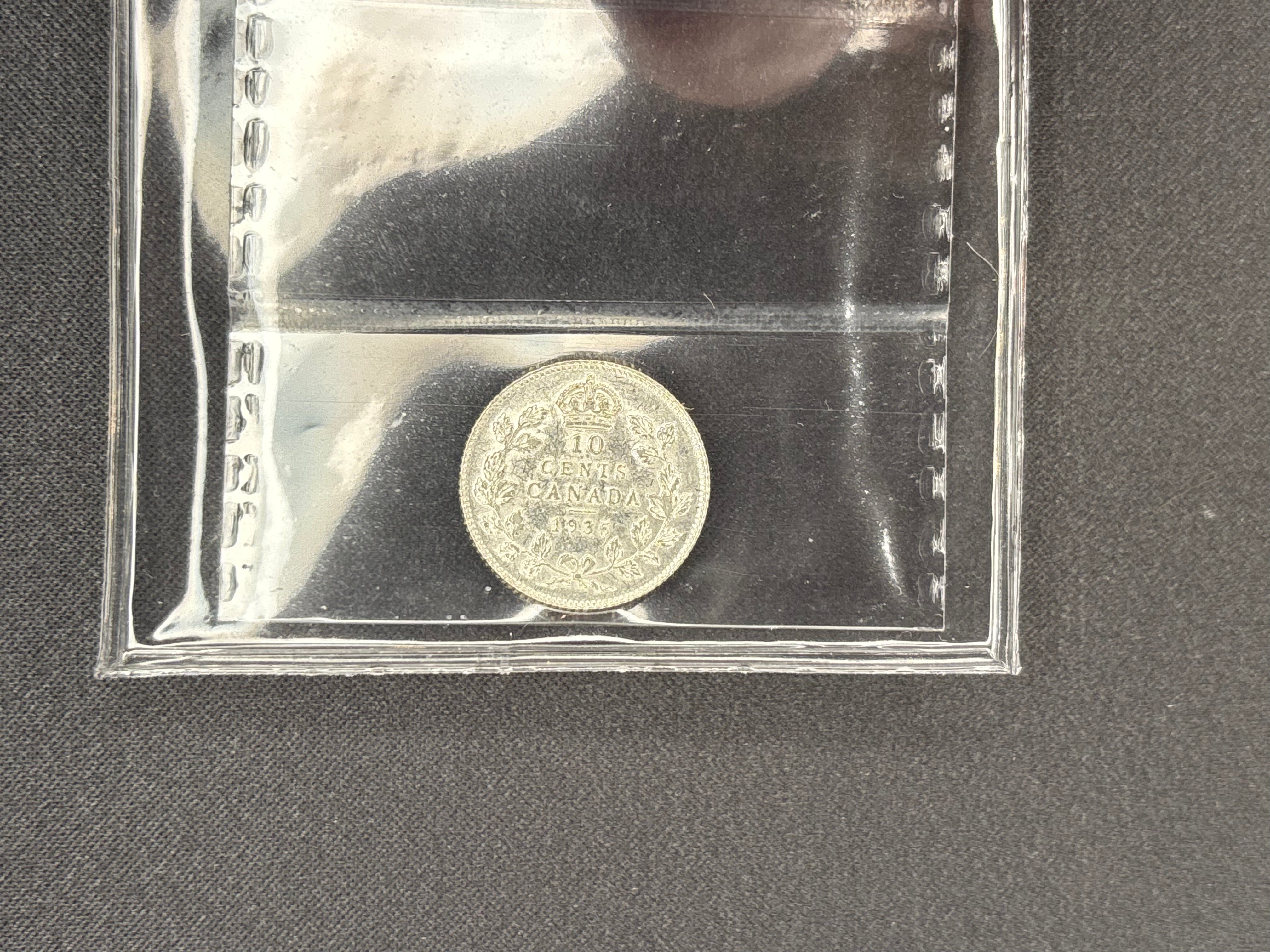 Canada Silver Coin - 10 cents - 1935  EF45 ICCS