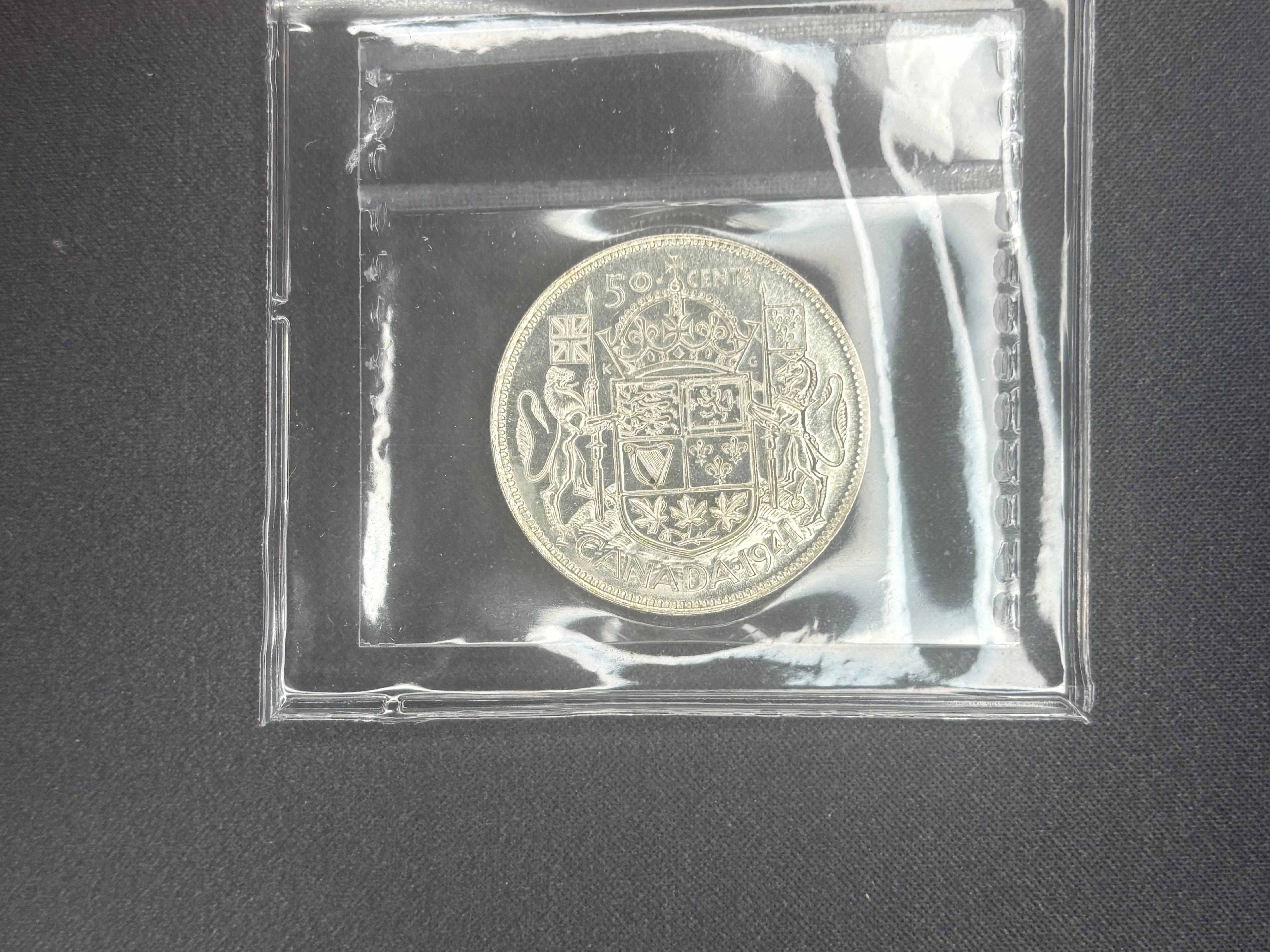 Canadian Silver Coin - 50 cents -  1941 - MS62 ICCS