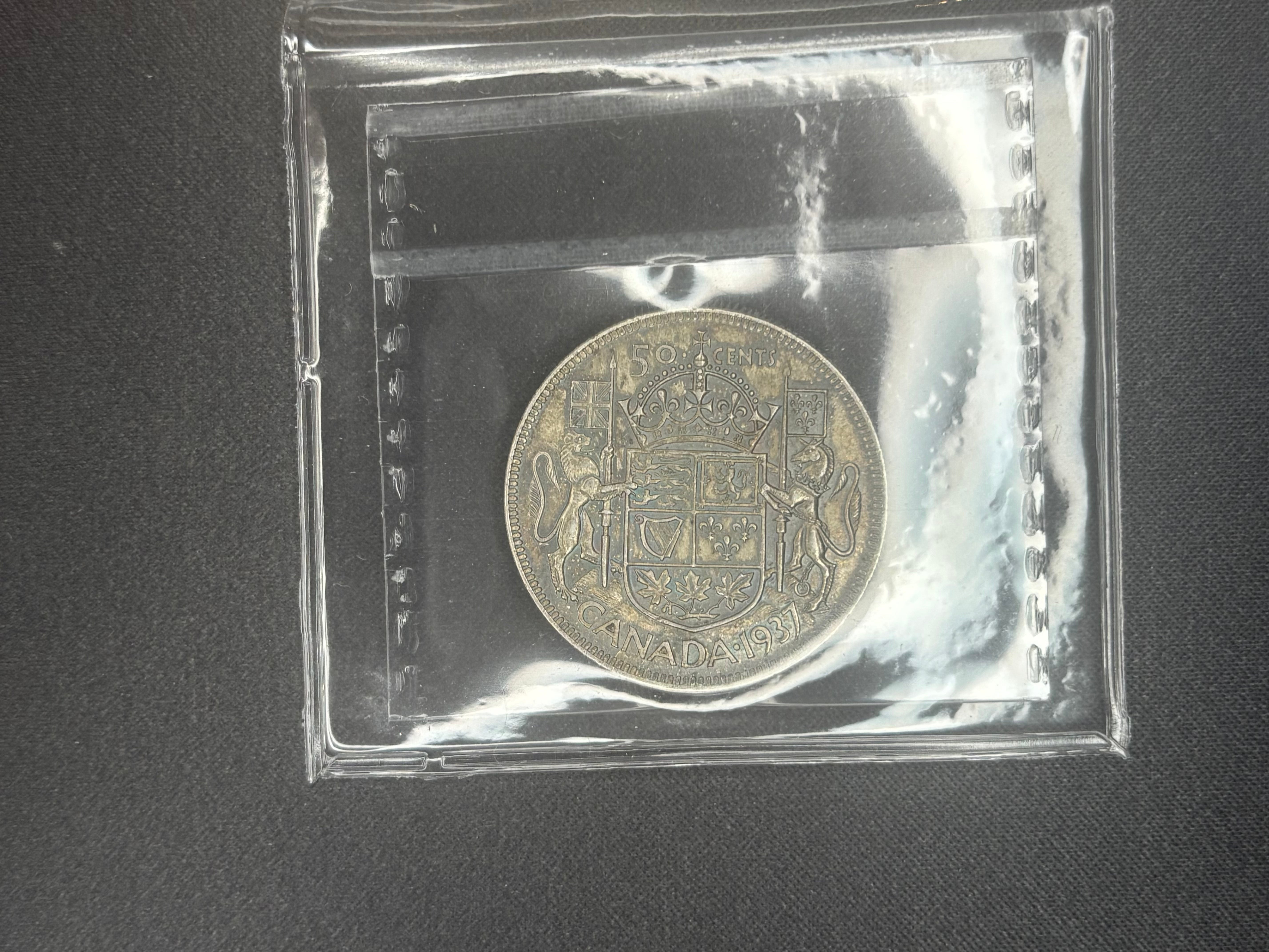 Canada Silver Coin - 50 cents - 1937 Toned - MS63 ICCS