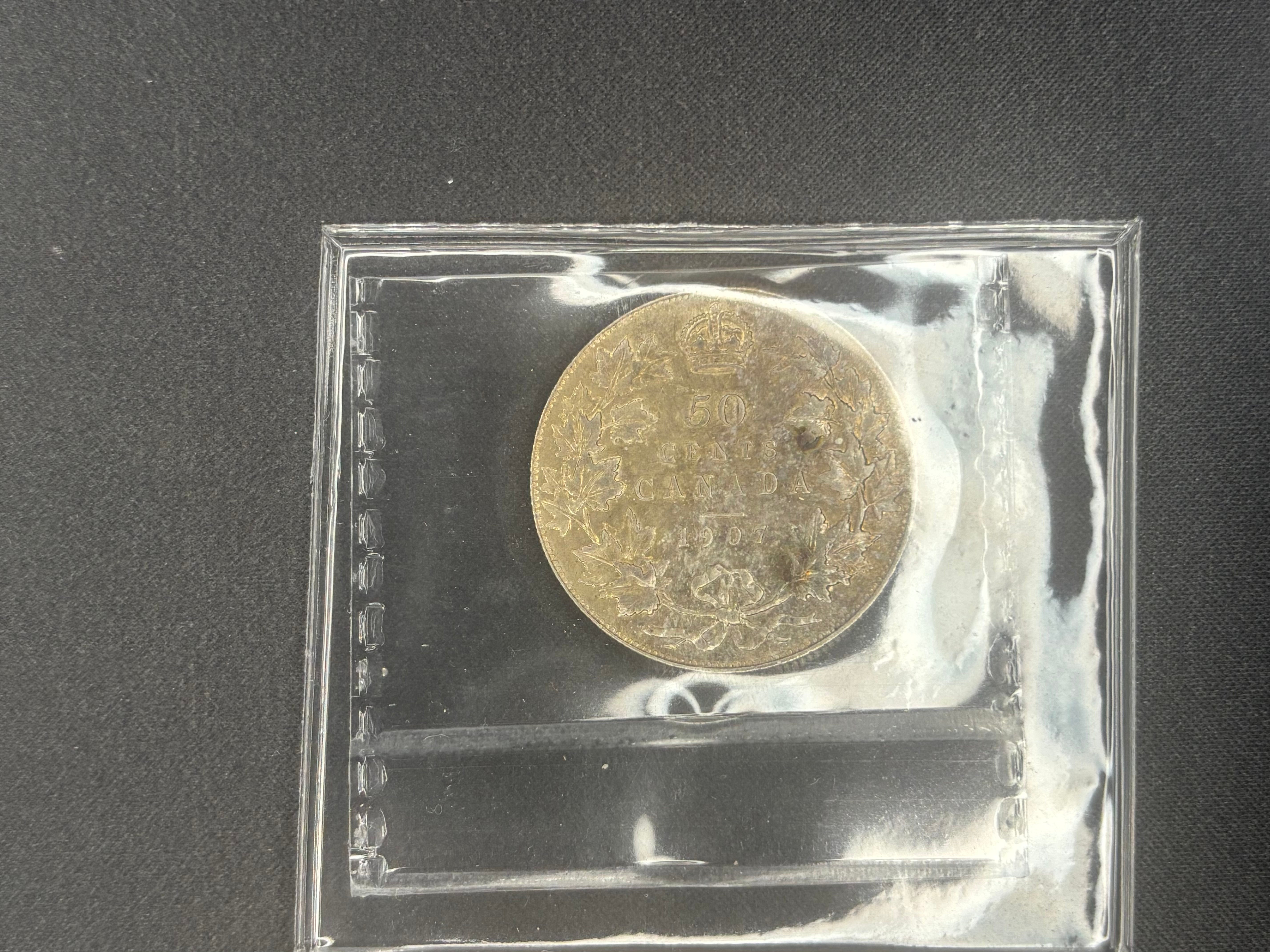 Canadian Silver Coin - 50 cents - 1907 - EF40 ICCS