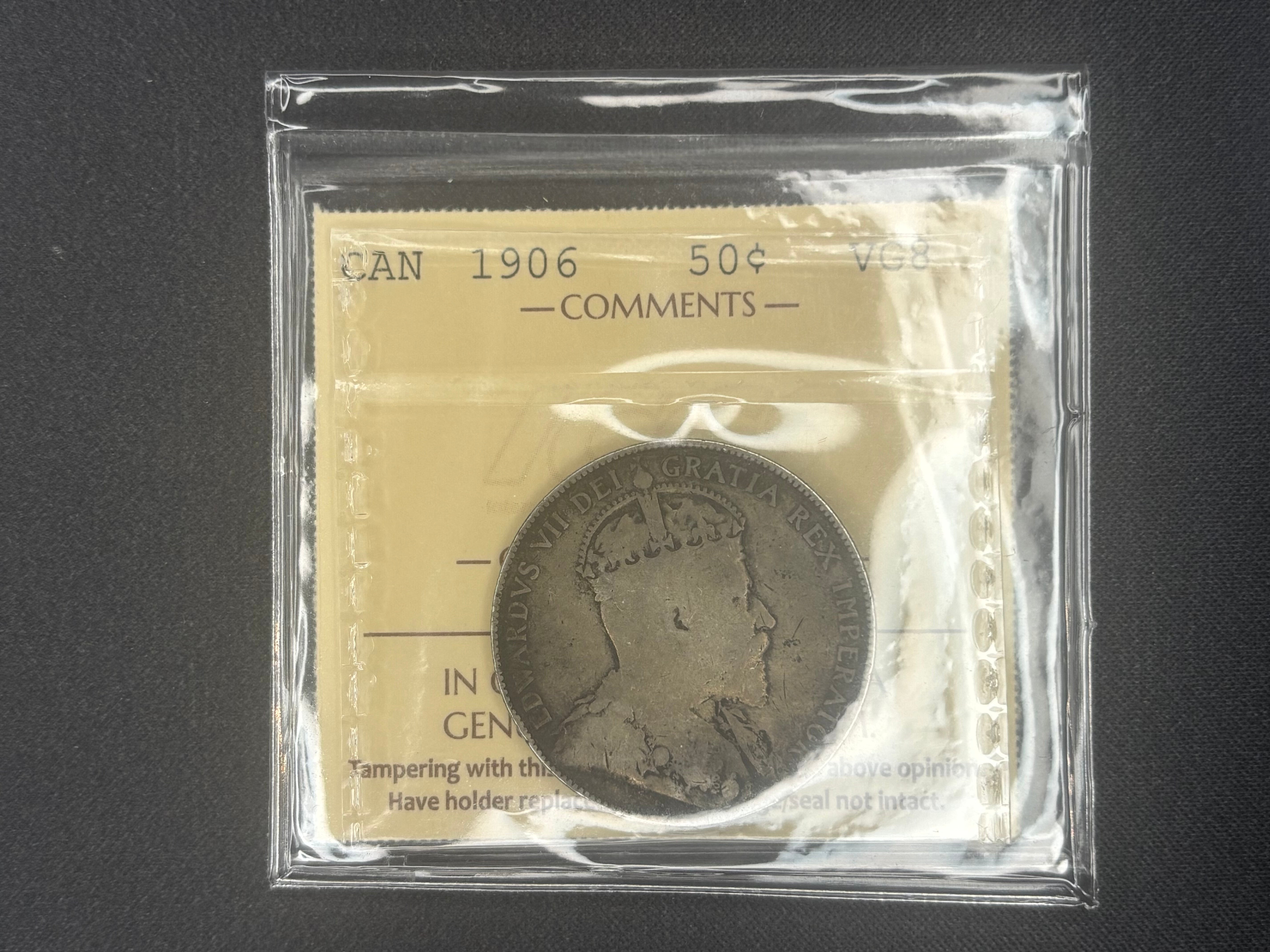 Canada Silver Coin - 50 cents - 1906 - VG8 ICCS