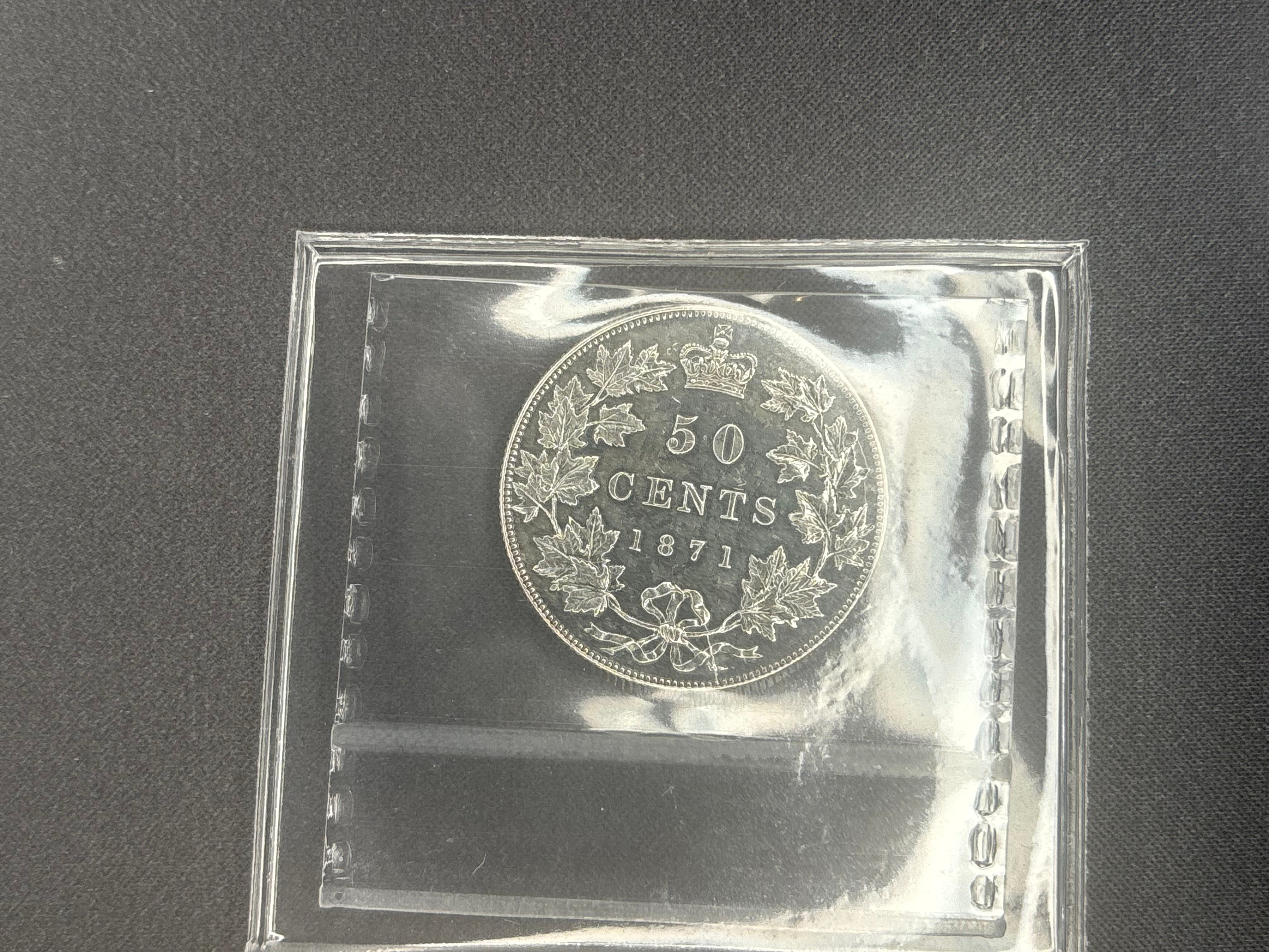 Canada Silver Coin - 50 cents - 1871  - ICCS EF40