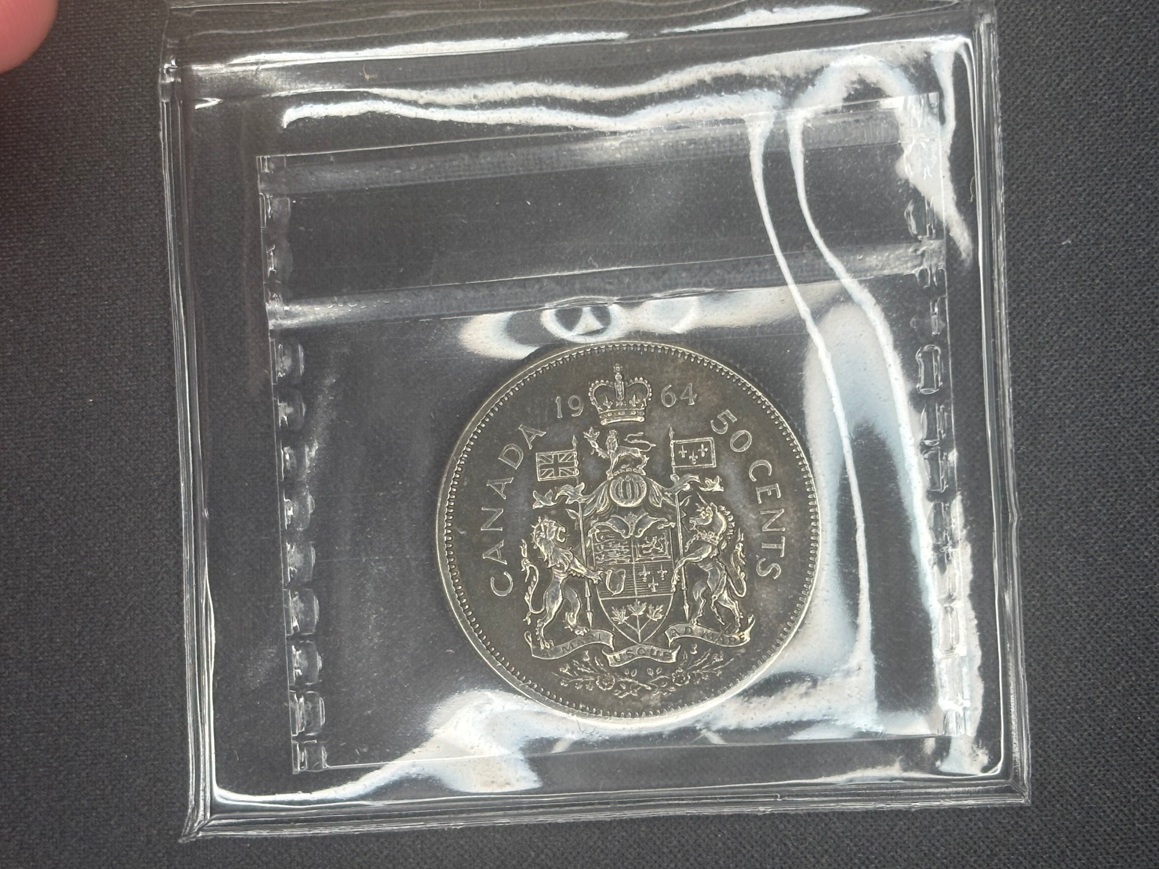 Canada Silver Coin - 50 cents -1964 Toned- MS63 ICCS