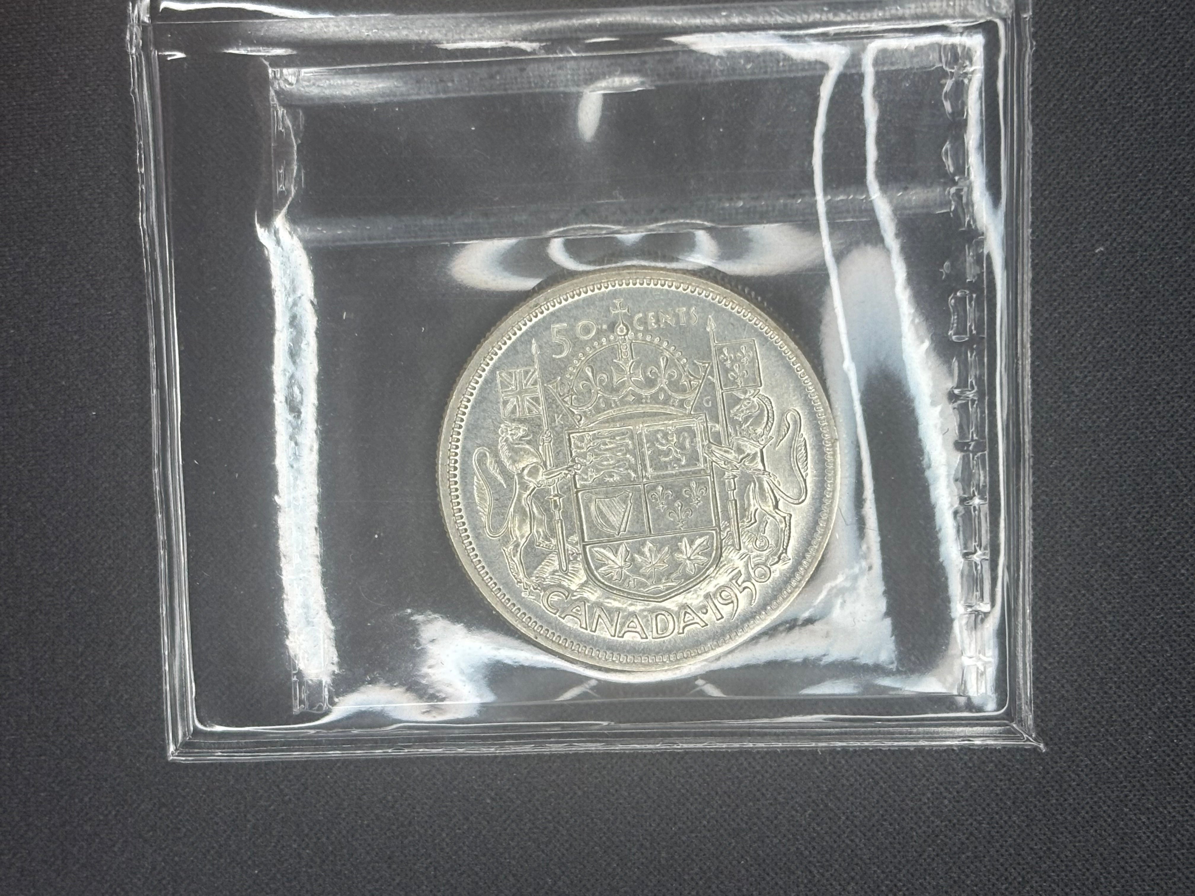 Canadian Silver Coin - 50 cents - 1956 - MS64 ICCS