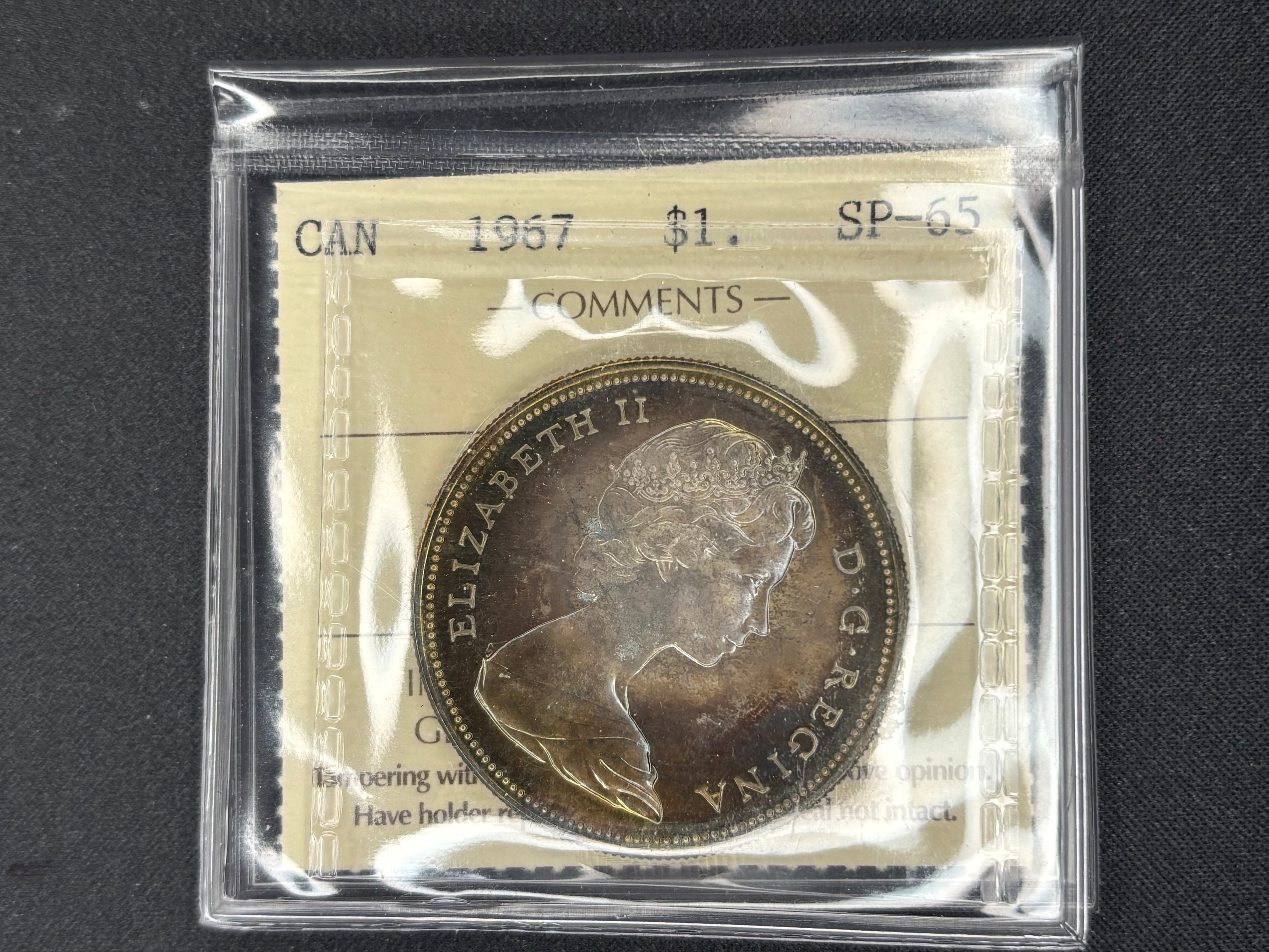 Canadian Coin - Dollar - 1967 Toned - SP65 ICCS