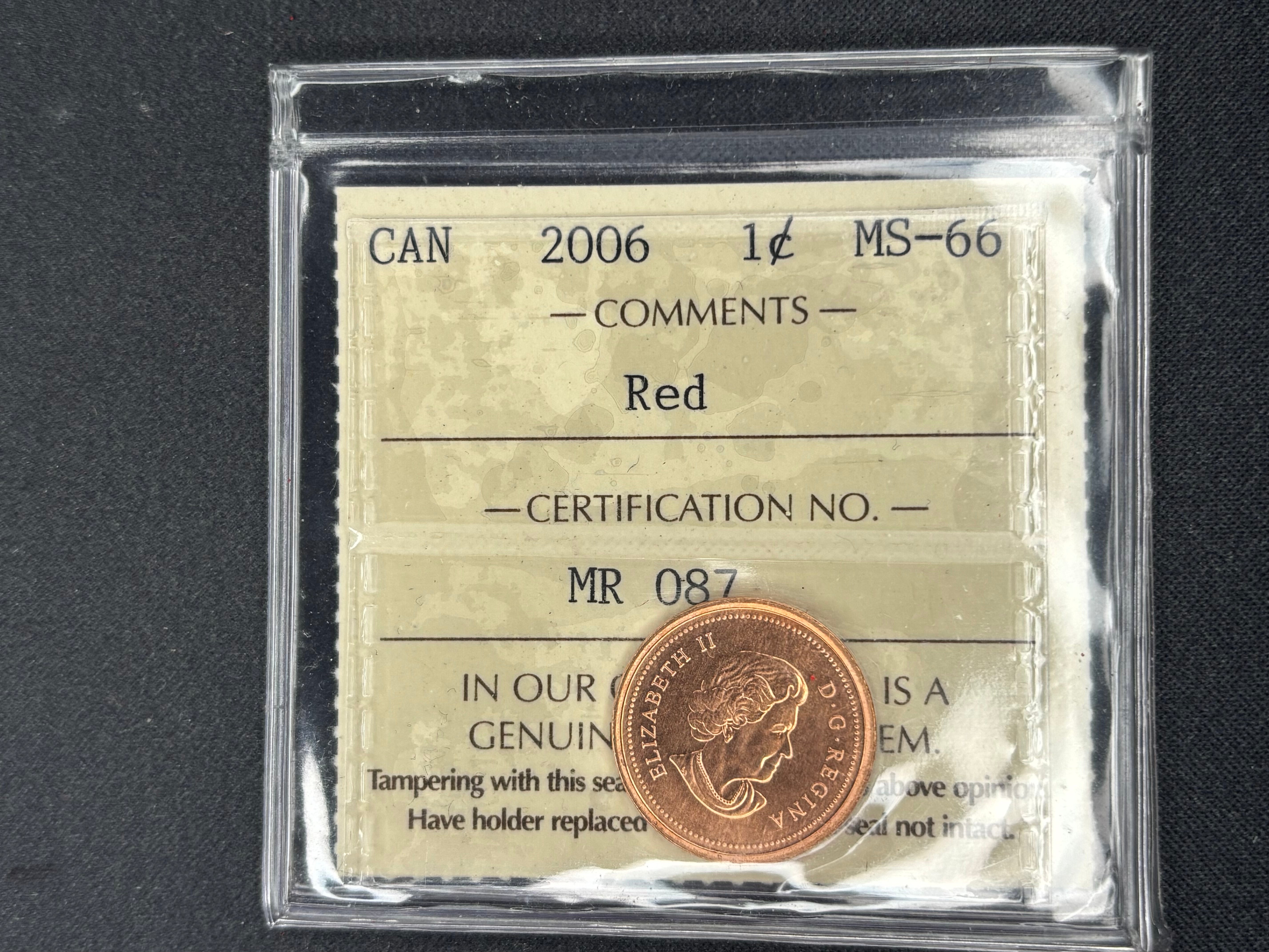 Canadian Penny - 2006 Red - MS66 ICCS