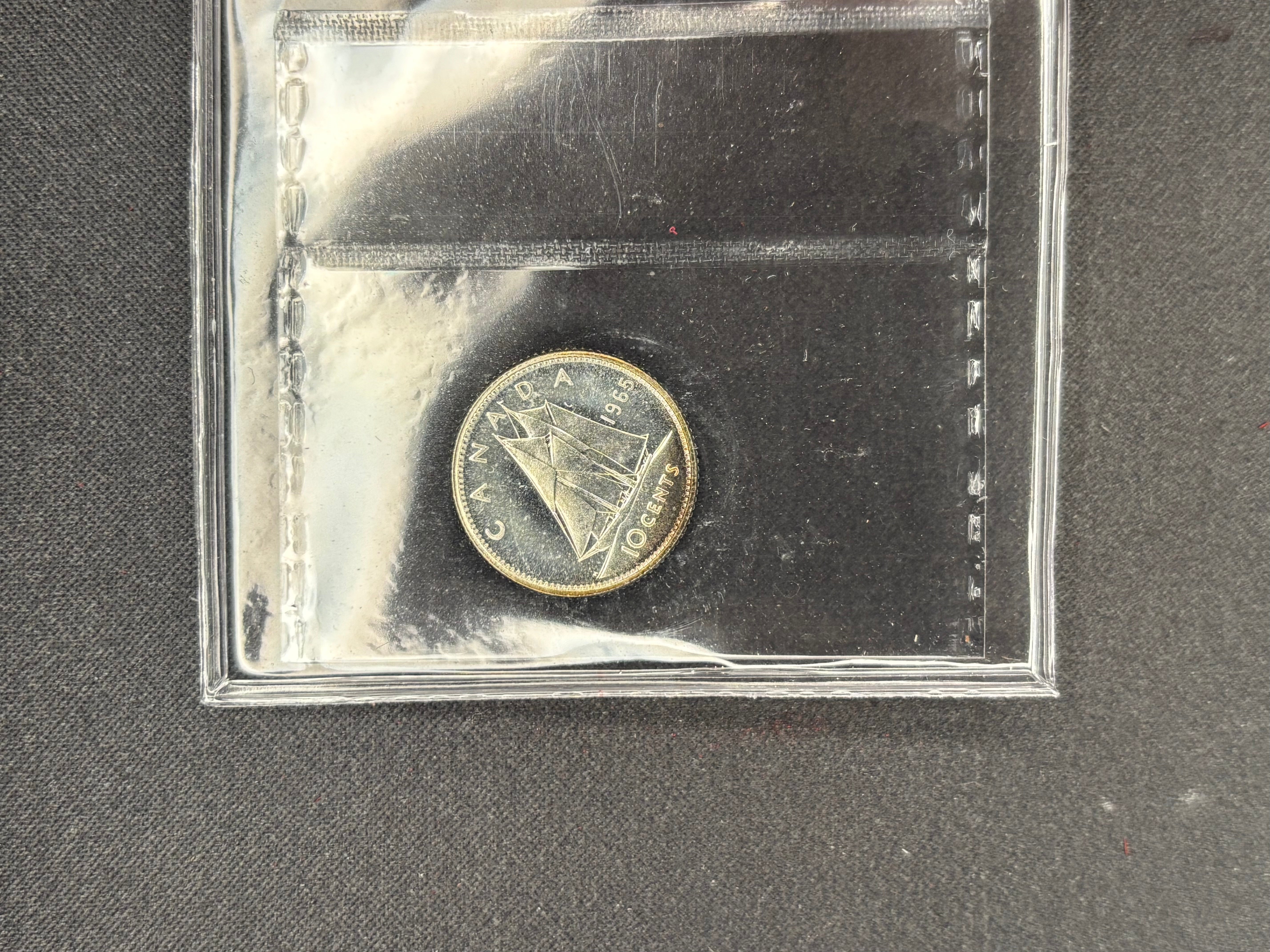Canadian Coin - 10 cents - 1965 Heavy Cameo - PL66 ICCS