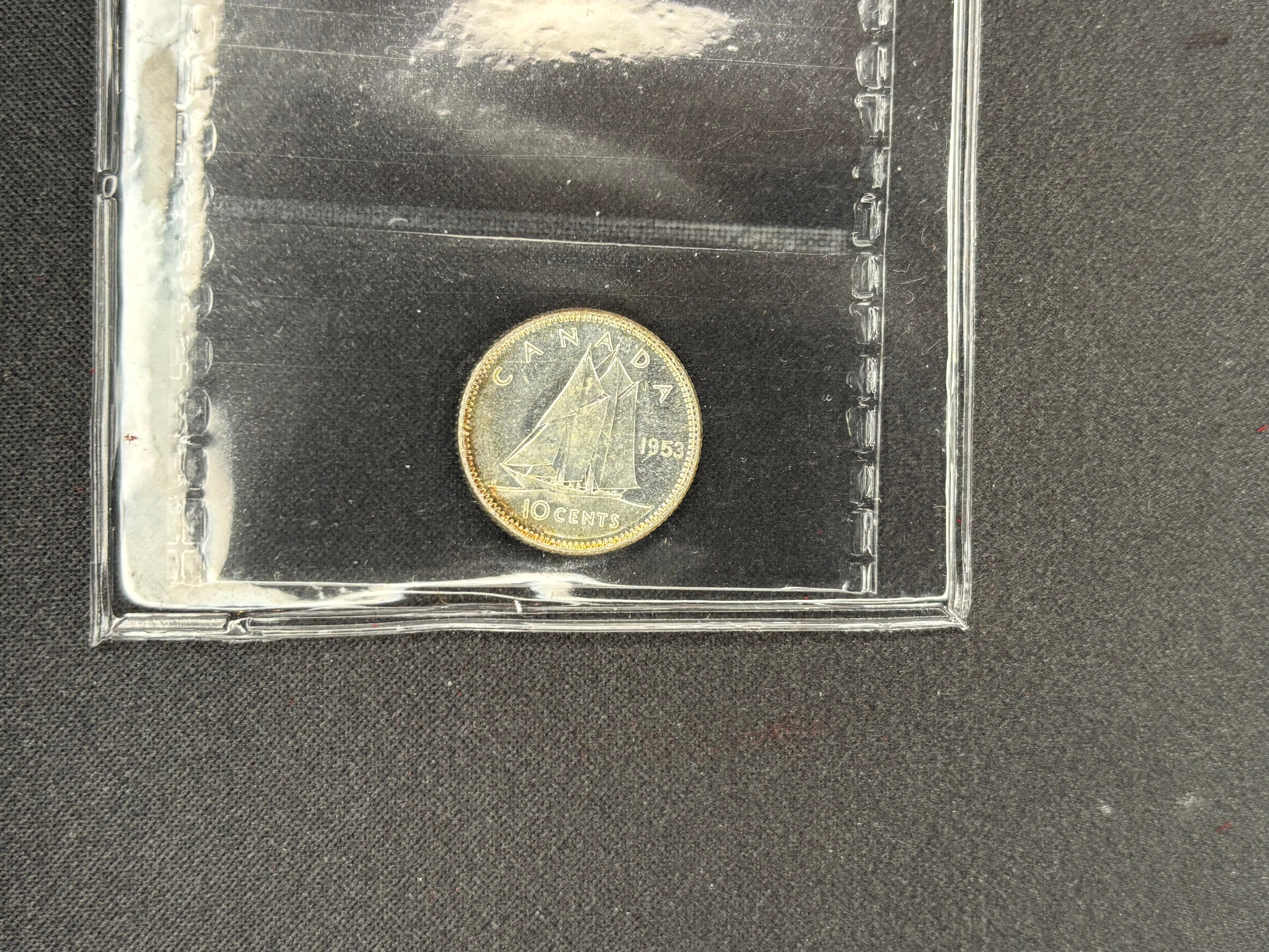 Canadian Coin - 10 cents - 1953 SD Dbl -  MS64 ICCS