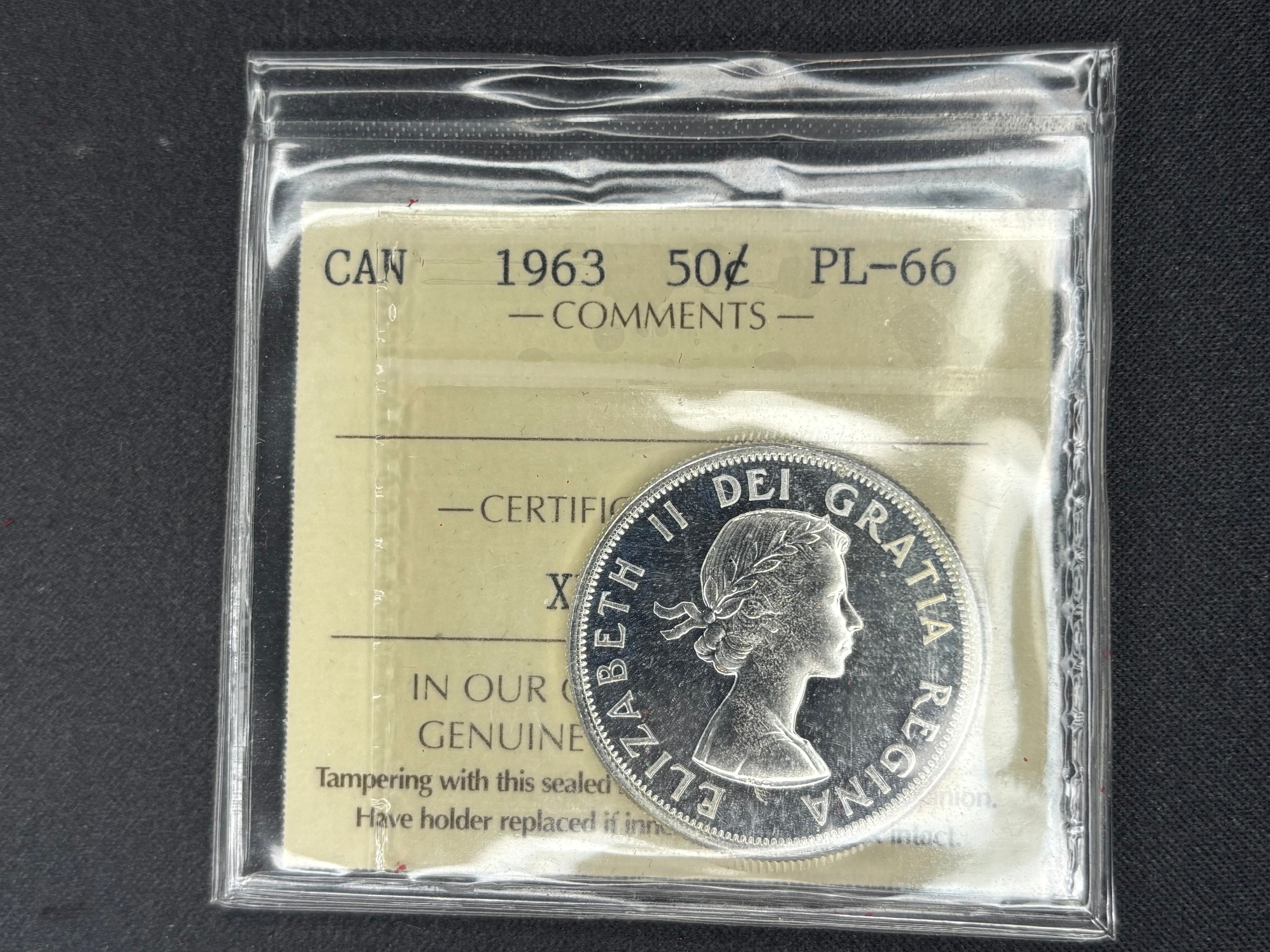 Canadian coin - 50 cents - 1963 - PL66 ICCS
