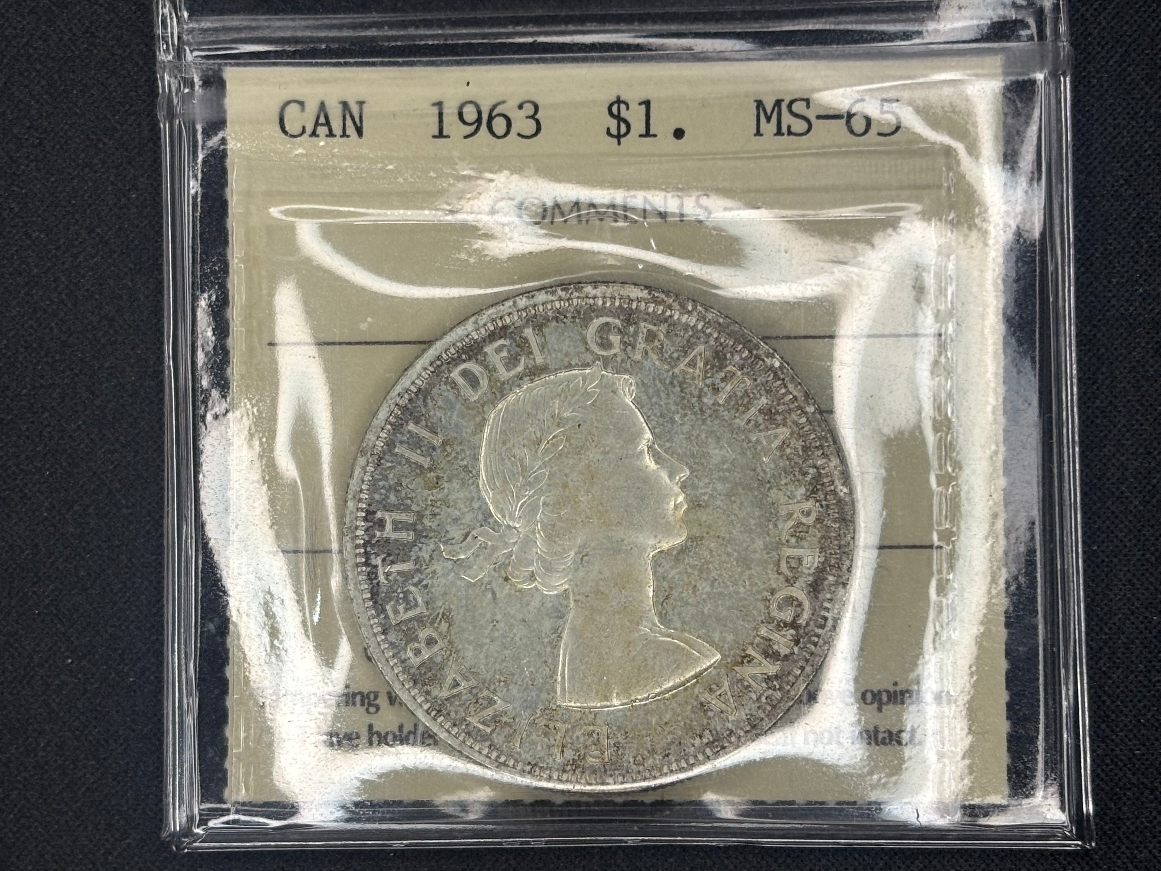 Canadian Silver Coin - Dollar - 1963 - MS65 ICCS