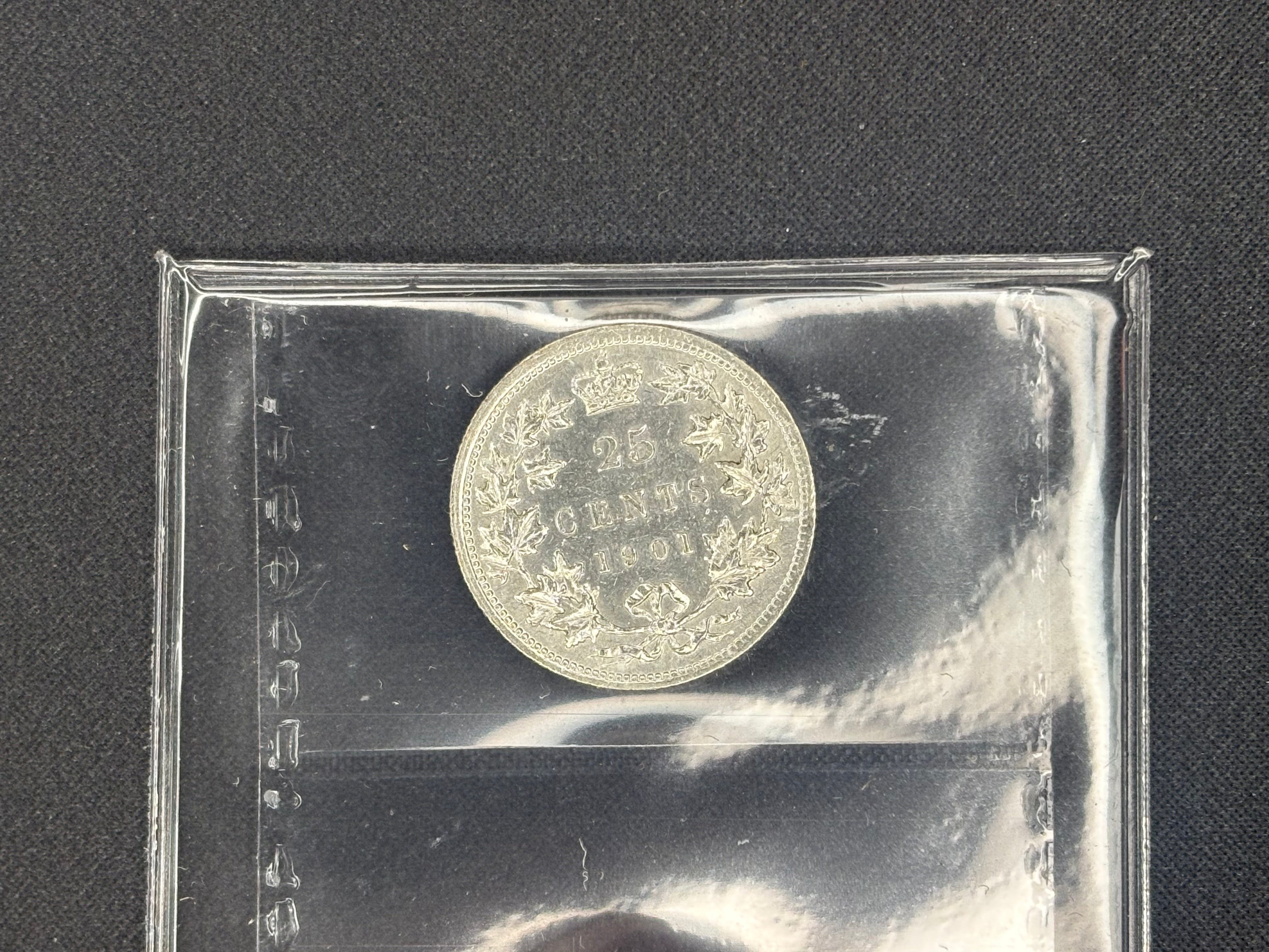 Canadian Silver Coin - 25 cents - 1901 AU55 ICCS