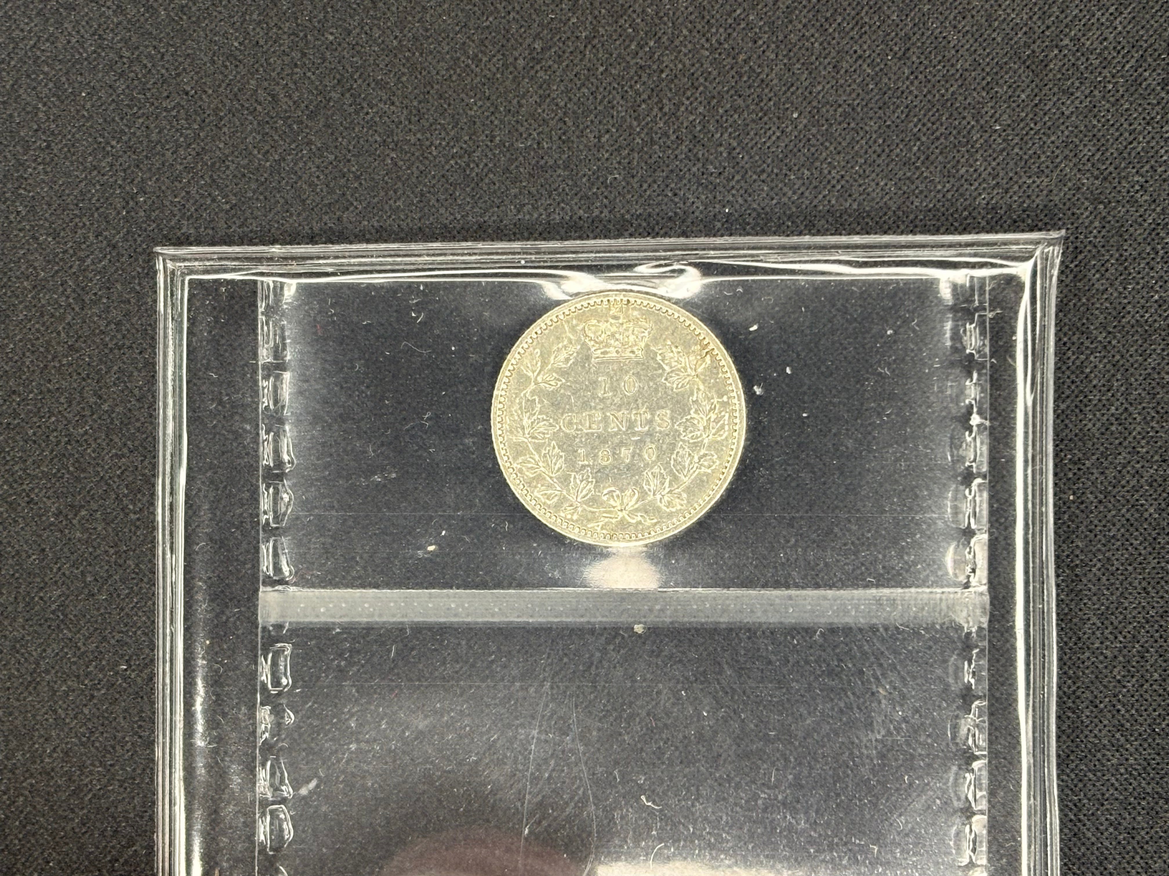Canadian Silver Coin - 10 cents - 1870 Wide 0 - AU50 ICCS