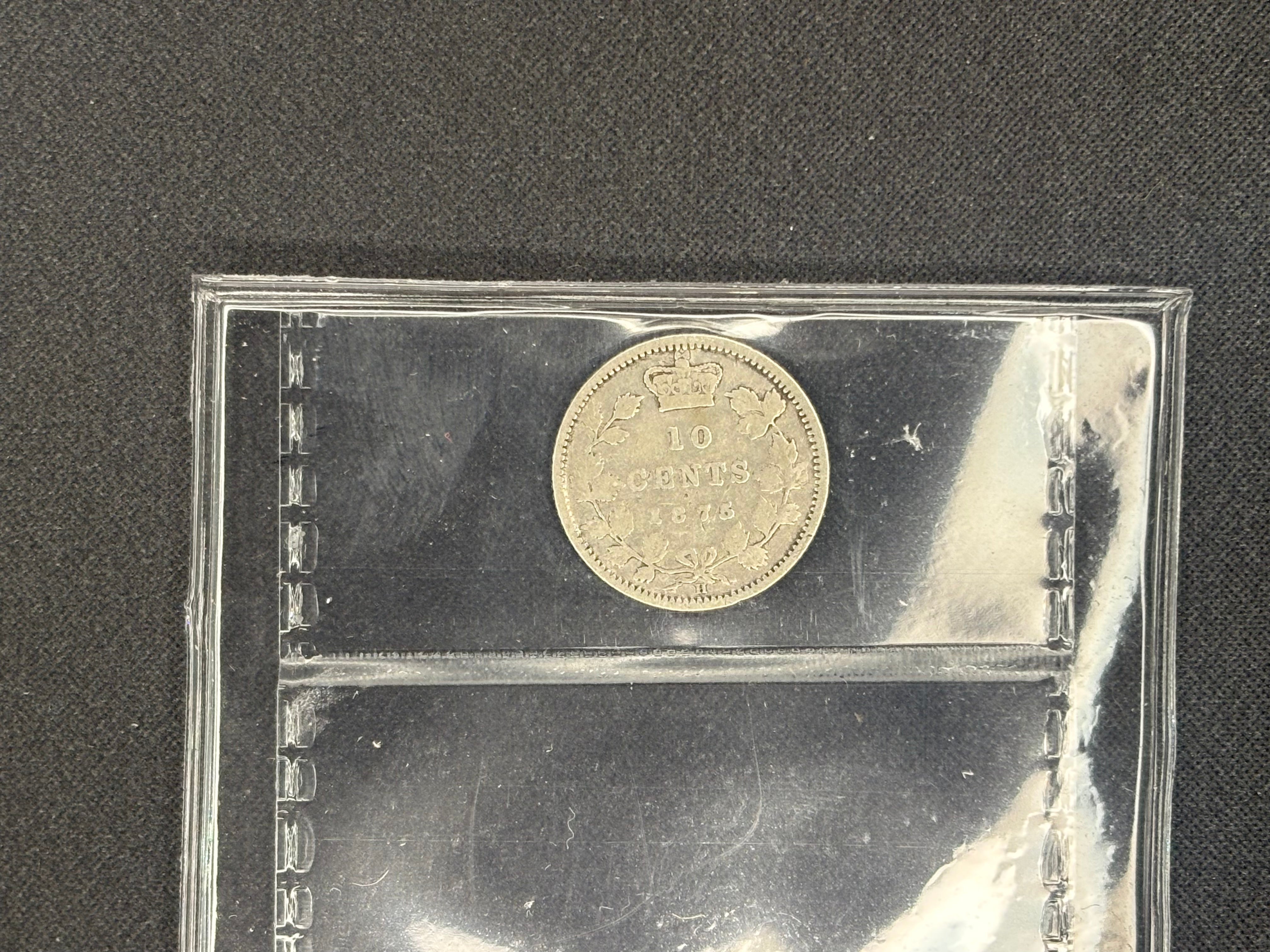 Key dateCanadian Silver Coin - 10 cents - 1875H VG8 ICCS
