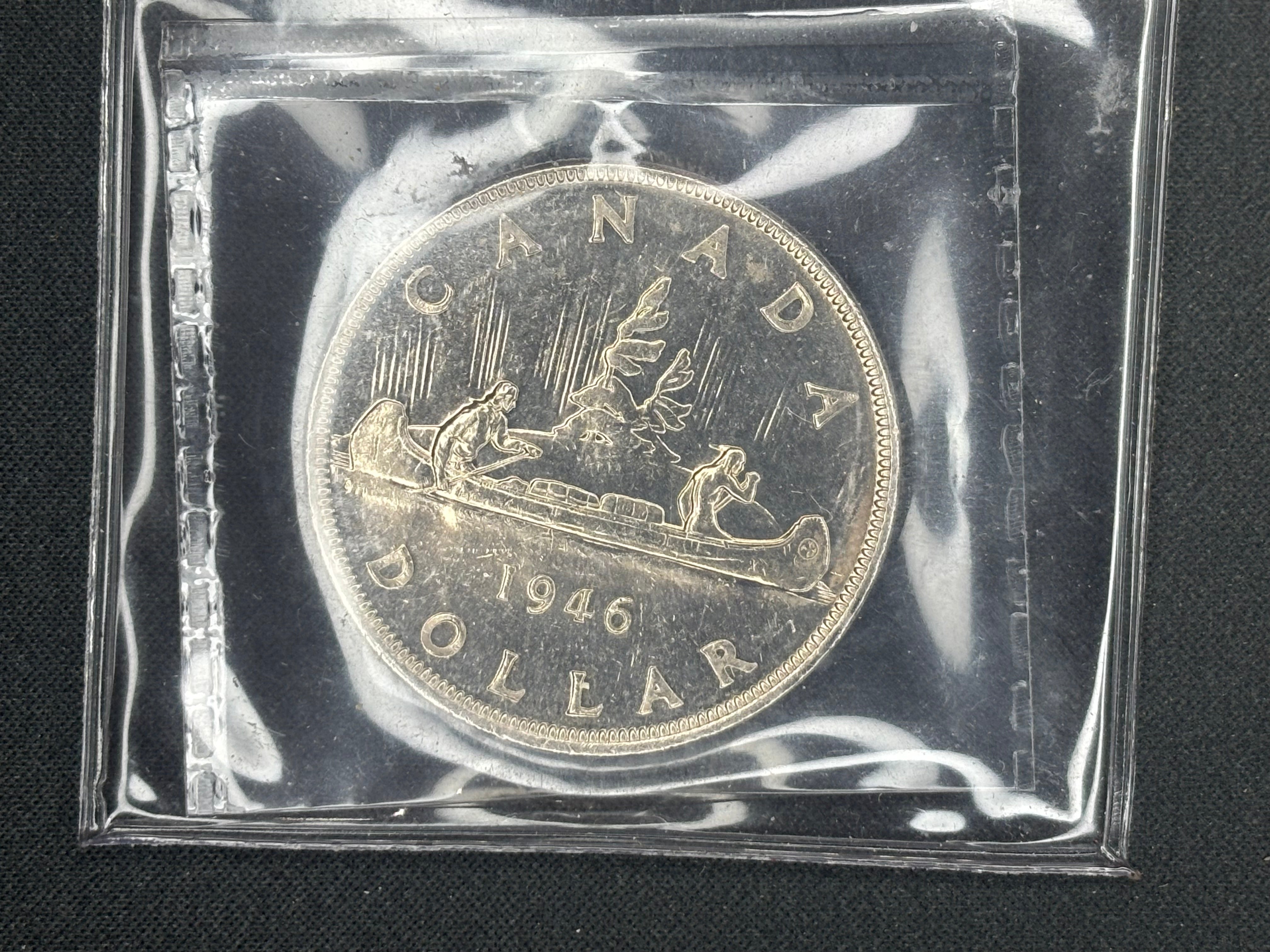 Canadian Silver Coin - Dollar - 1946 - MS60 ICCS