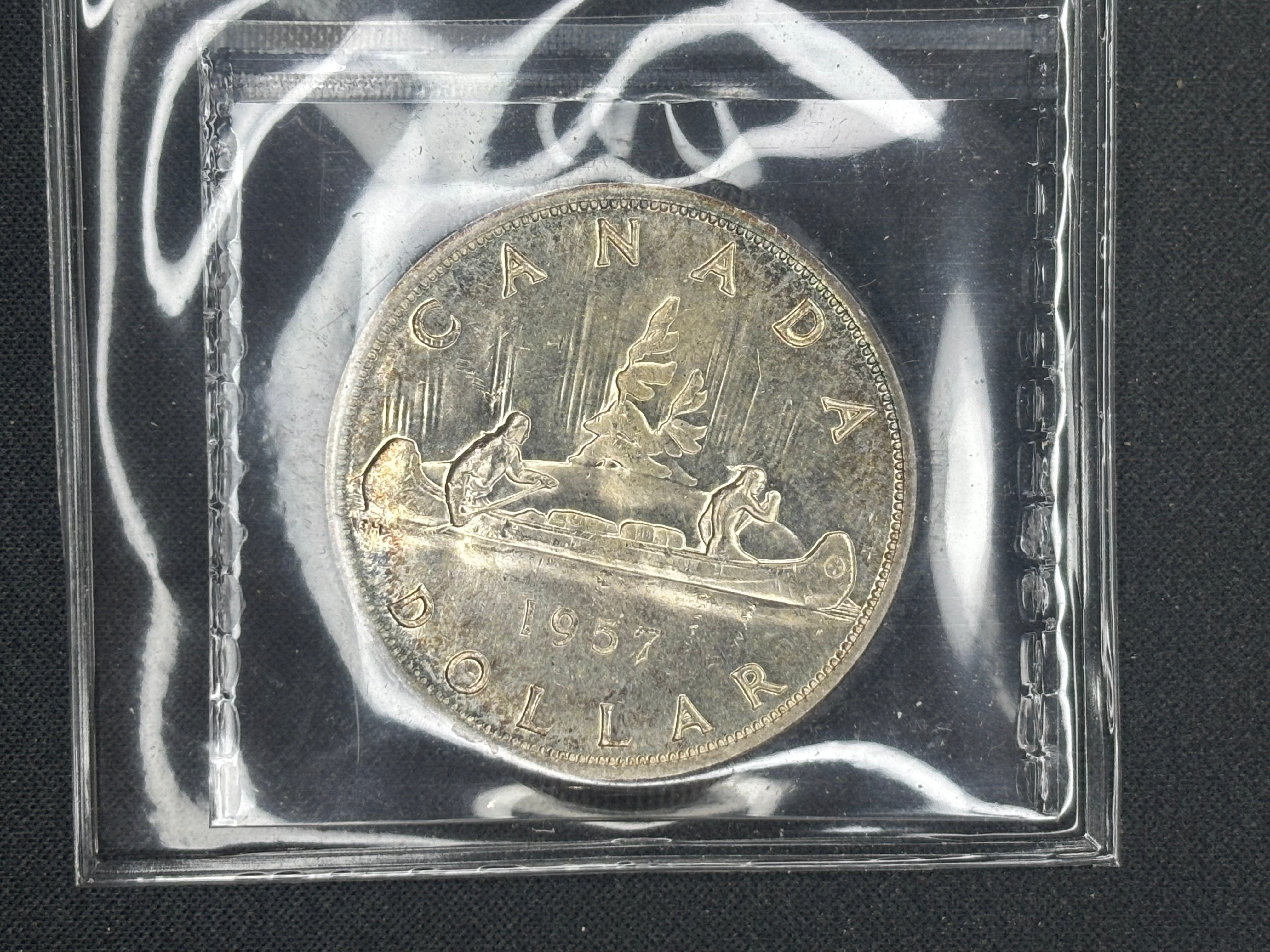 Canadian Silver Coin - Dollar - 1957 FWL - MS63 ICCS