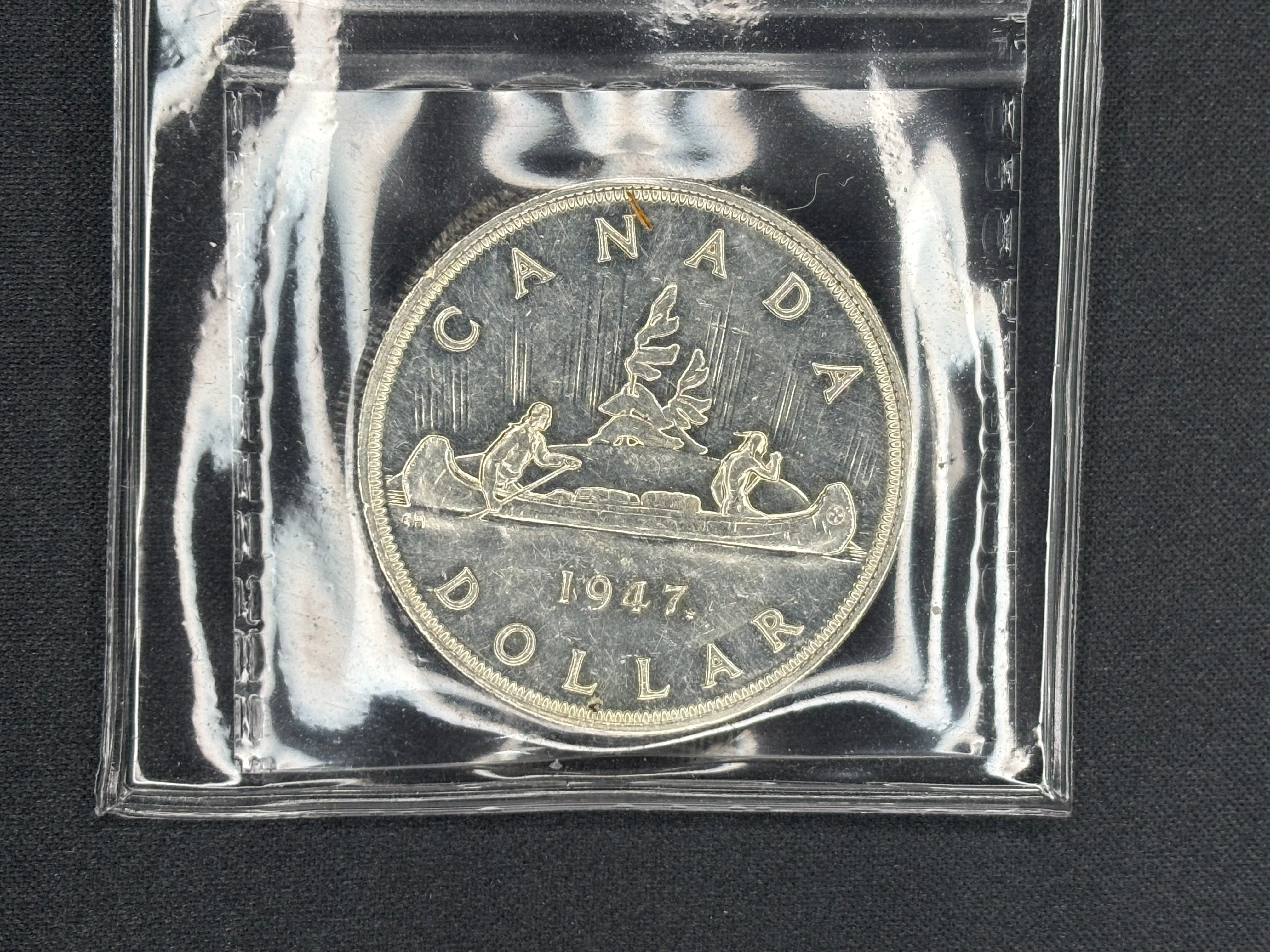 Canadian Silver Coin - Dollar - 1947 Maple Leaf - MS62 ICCS