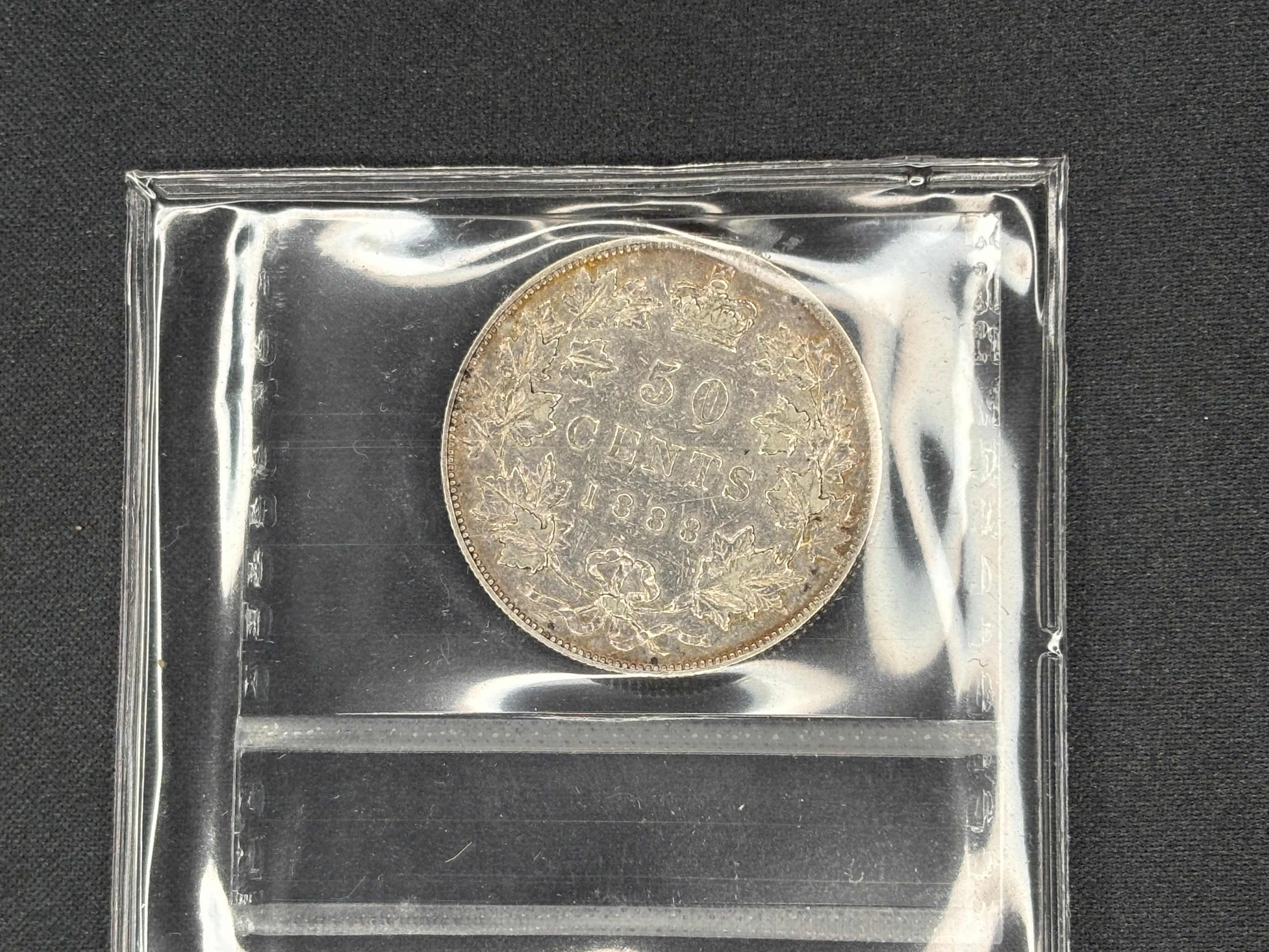 Canadian Silver Coin - 50 cents - 1888 Obv 2 - VF30 ICCS