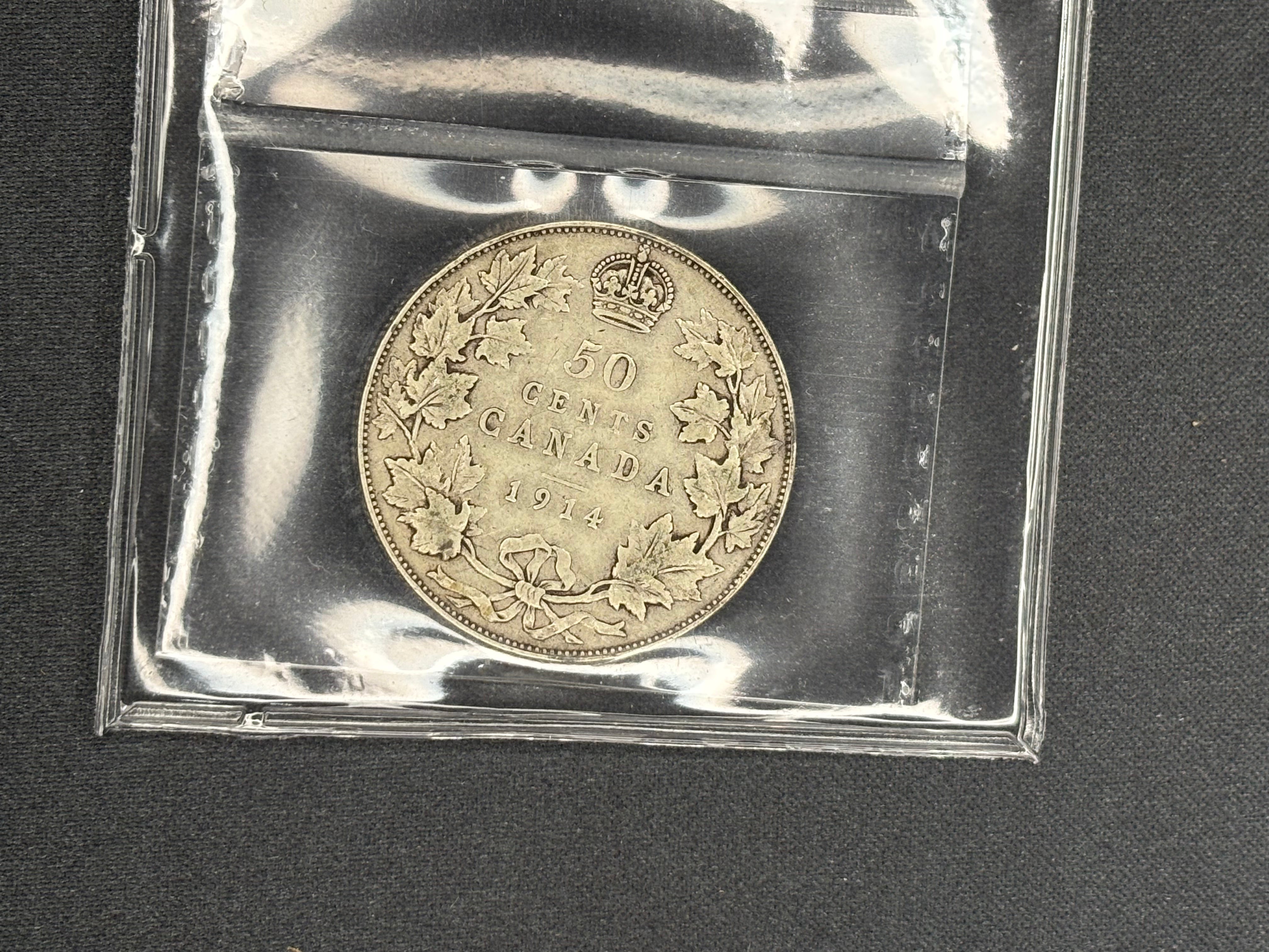 Canadian Silver Coin - 50 cent - 1914 - F15 ICCS