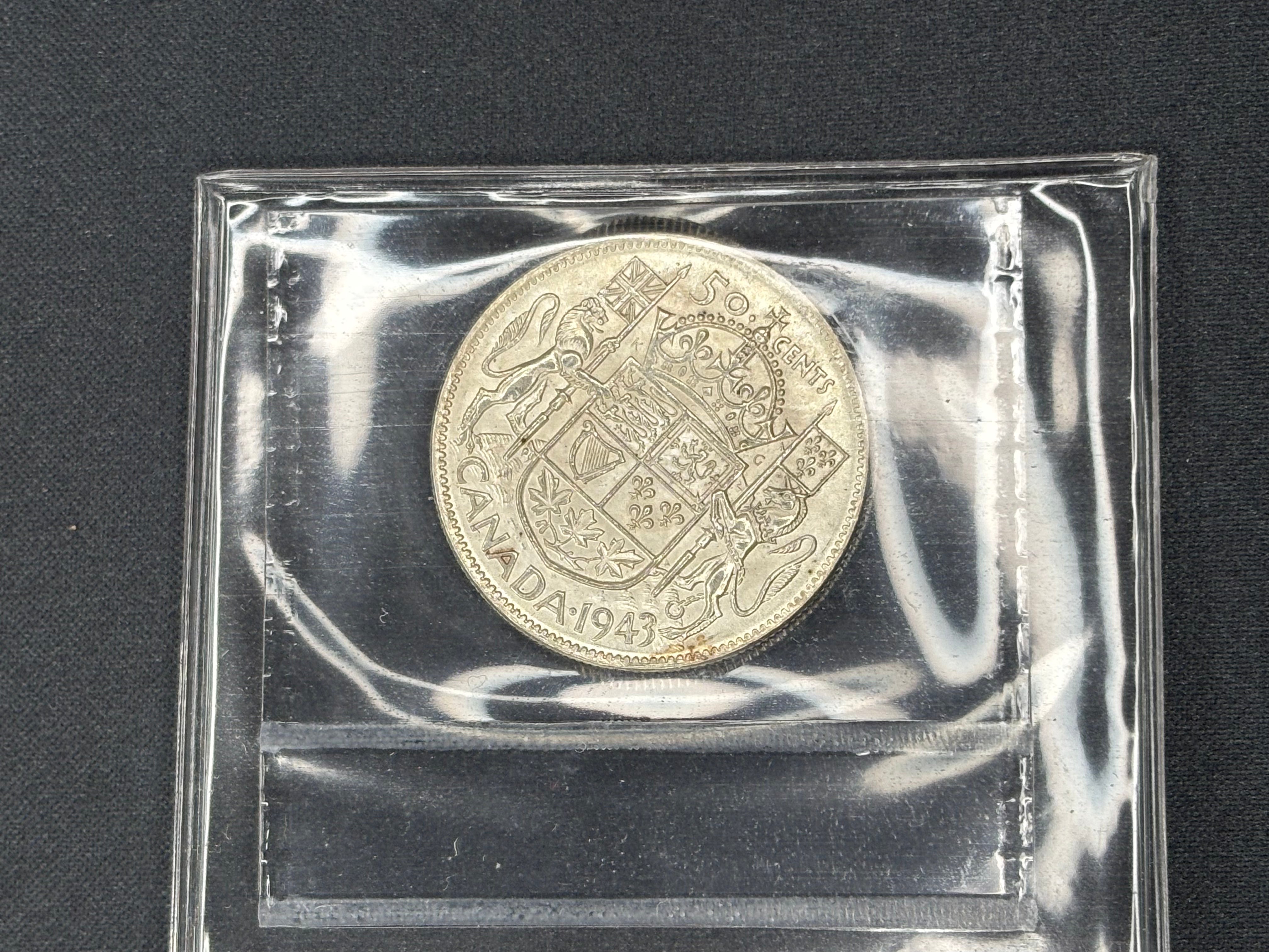 Canada Silver Coin - 50 cents -1943 Double Die 3 - MS62 ICCS