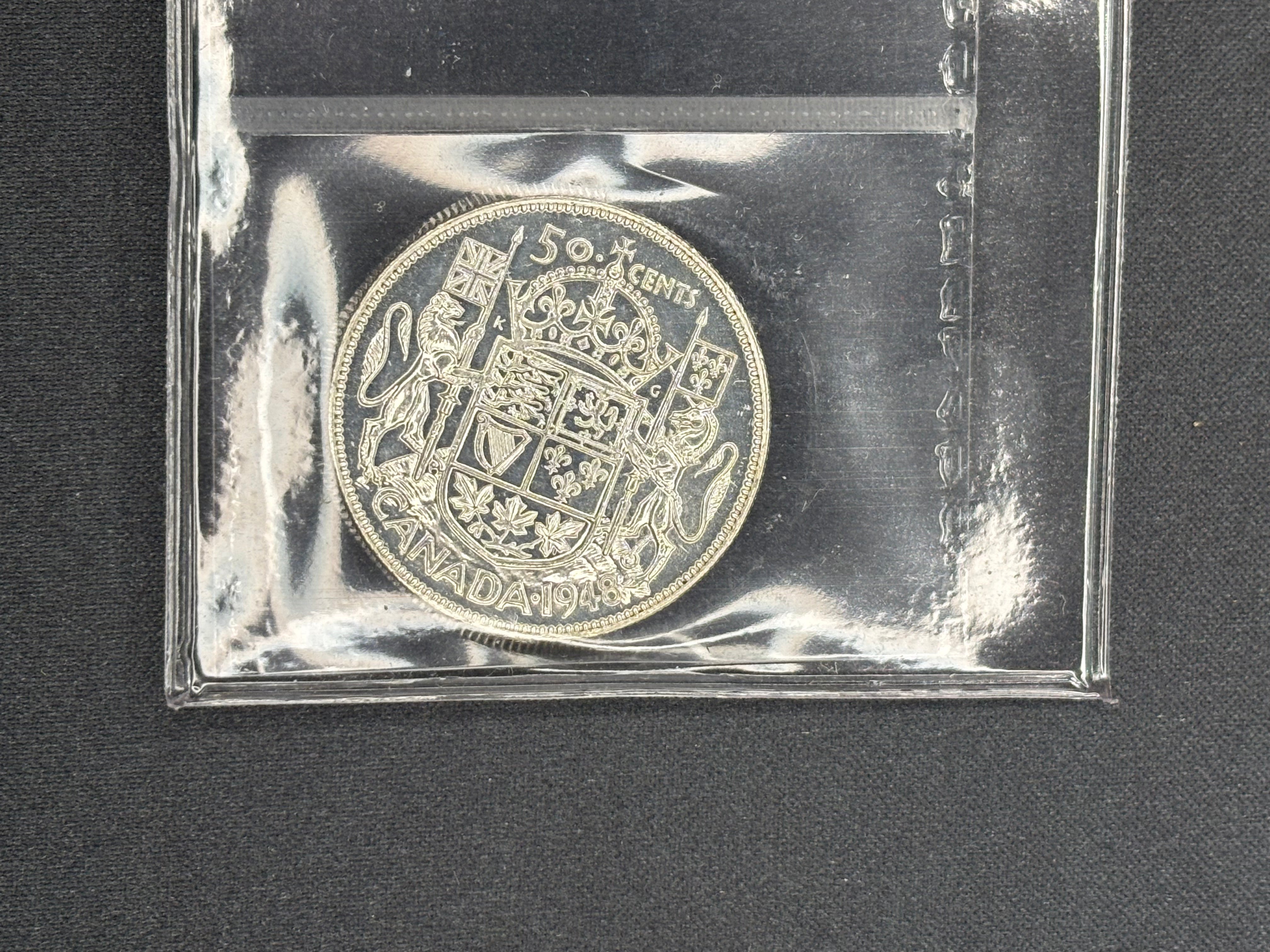 Canadian Silver Coin - 50 cents - 1948 - MS60 ICCS