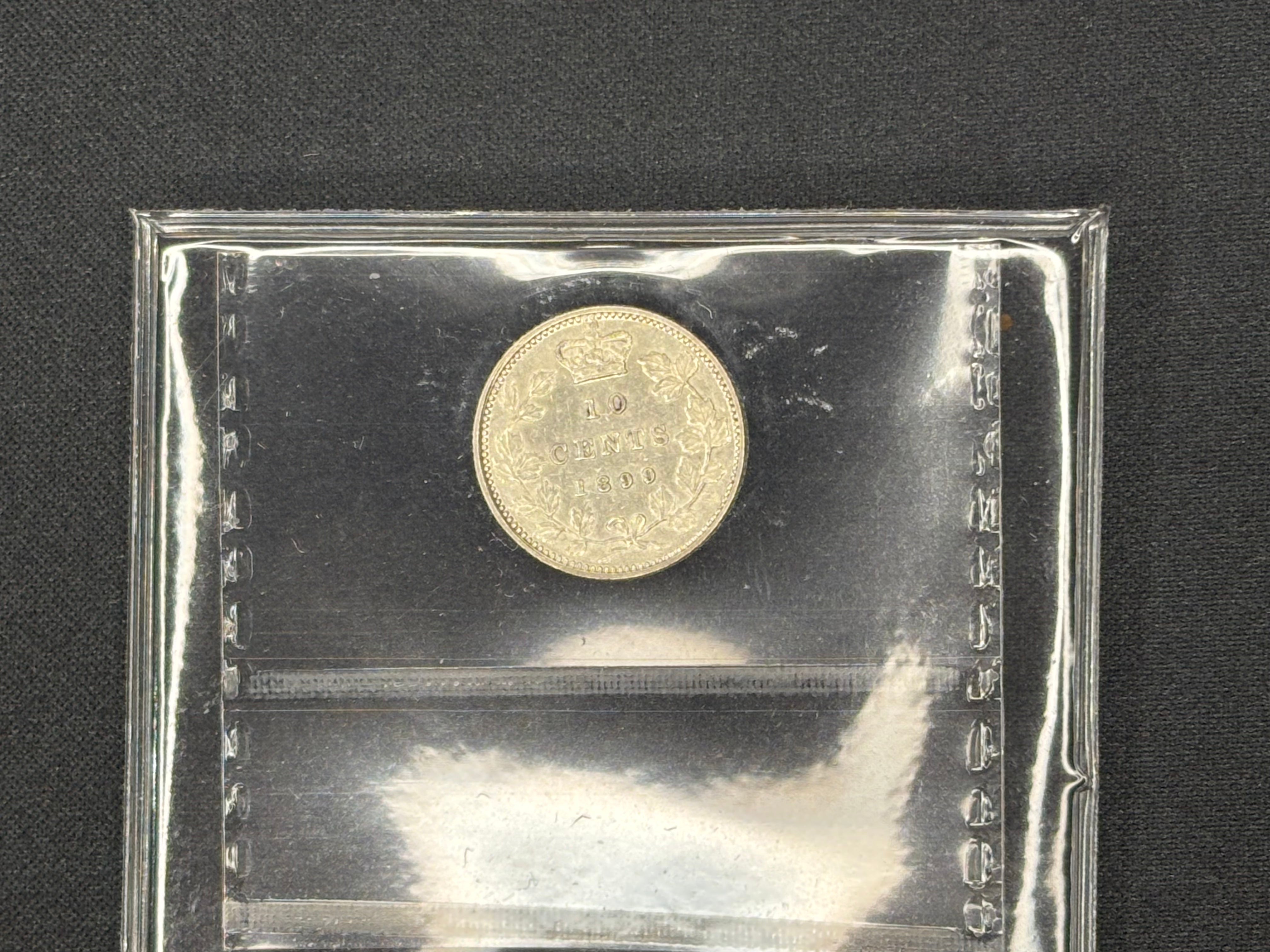 Canadian Silver Coin - 10 cents - 1899 Small 9s EF45 ICCS