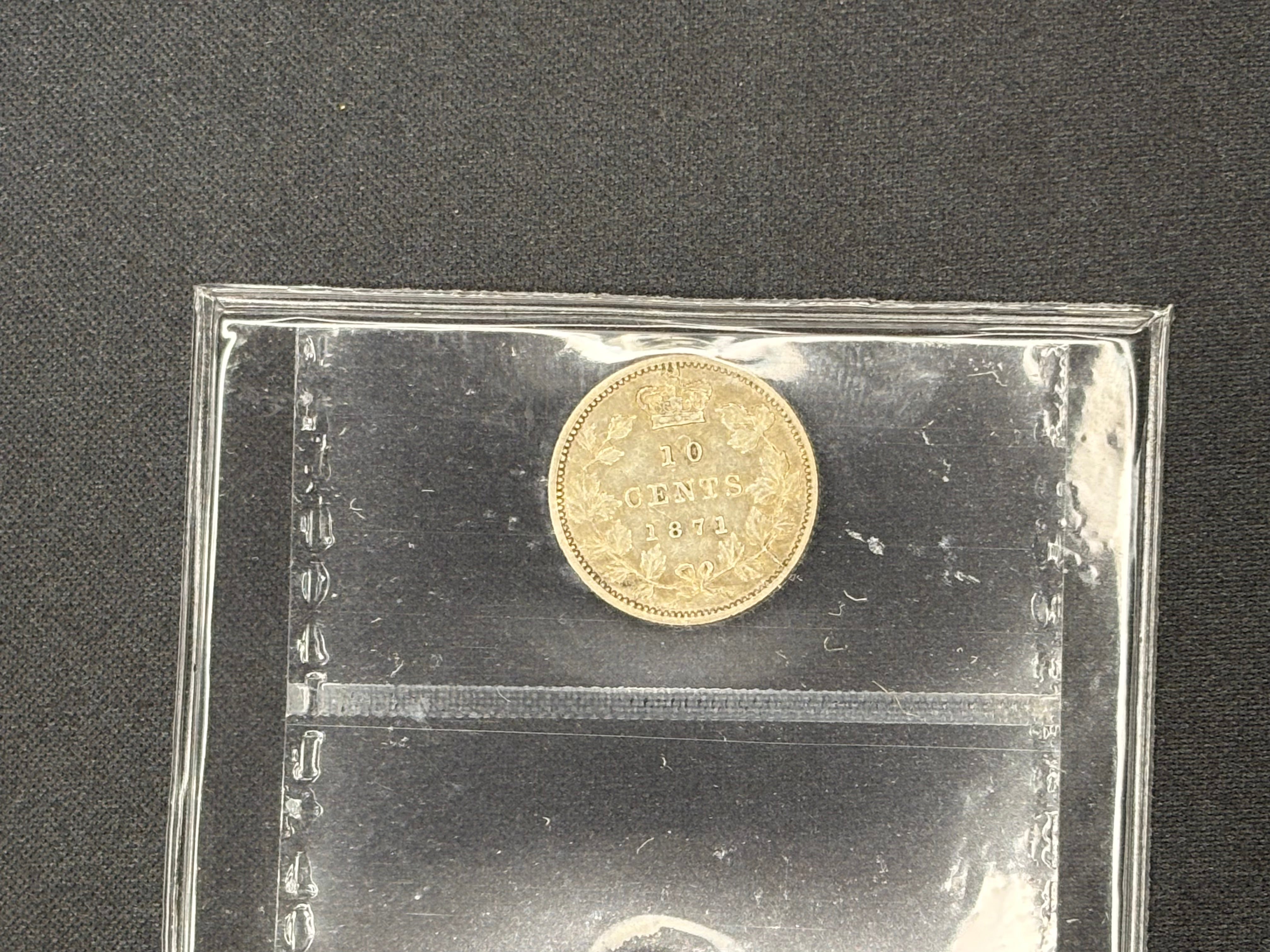 Canadian Silver Coin - 10 cents - 1871 VF20 ICCS