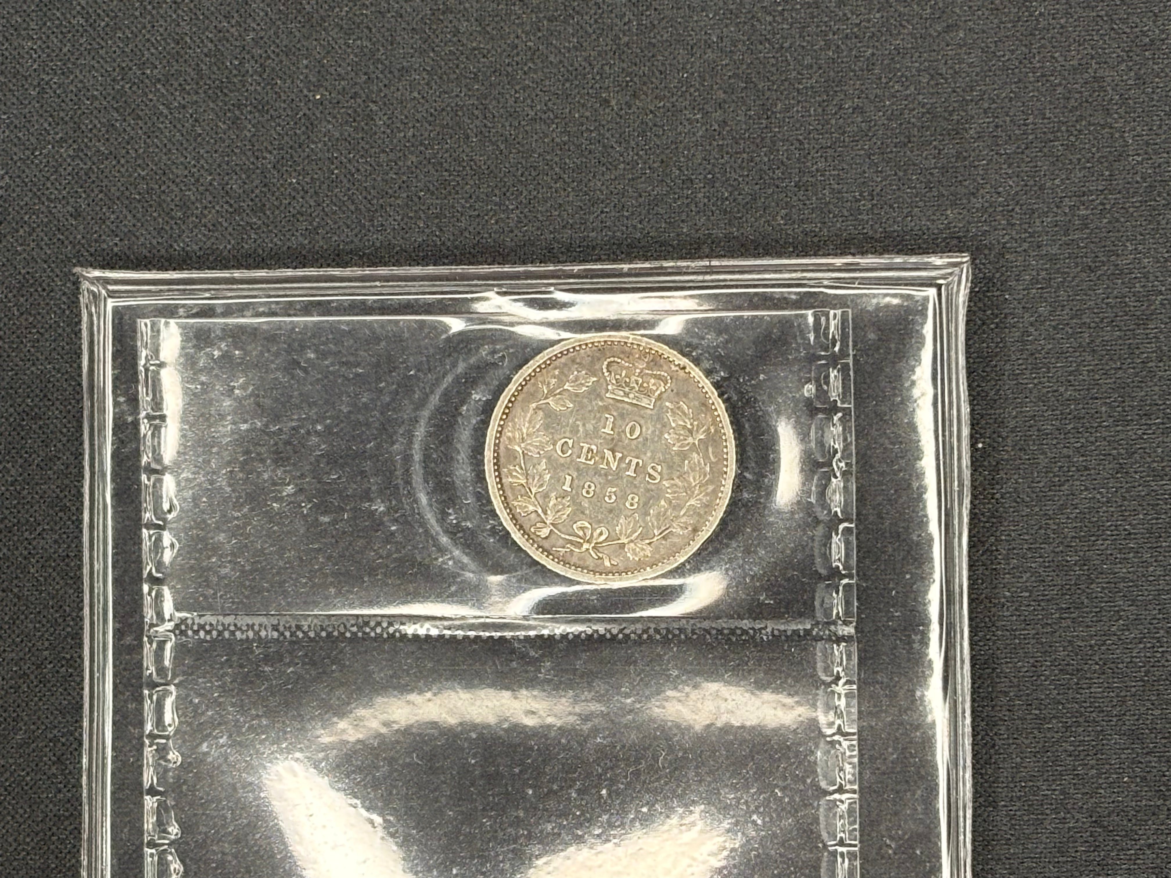 Canadian Silver Coin - 10 cents - 1858 VF20 ICCS