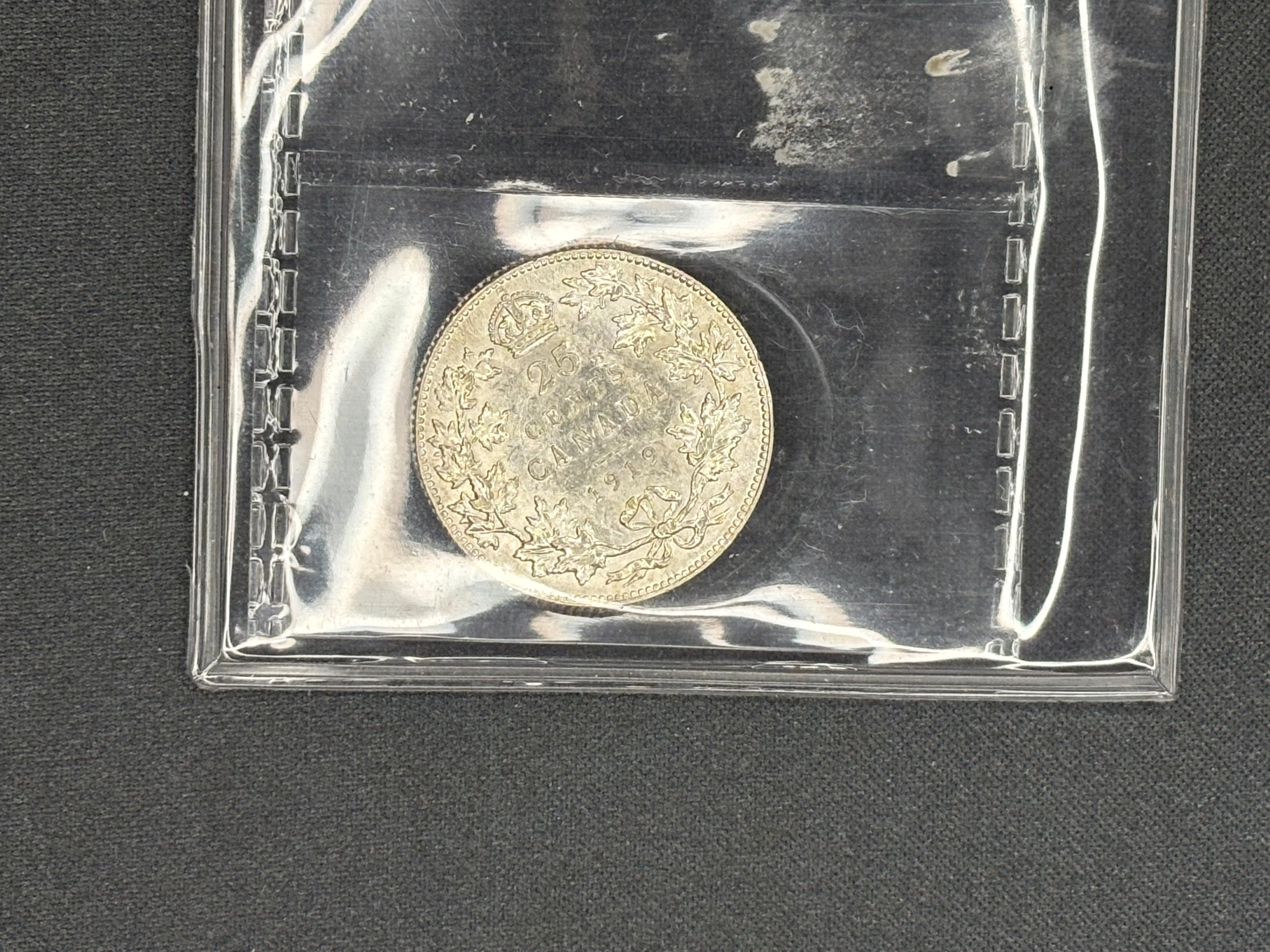 Canadian Silver Coin - 25 cents - 1919 -  EF45 ICCS
