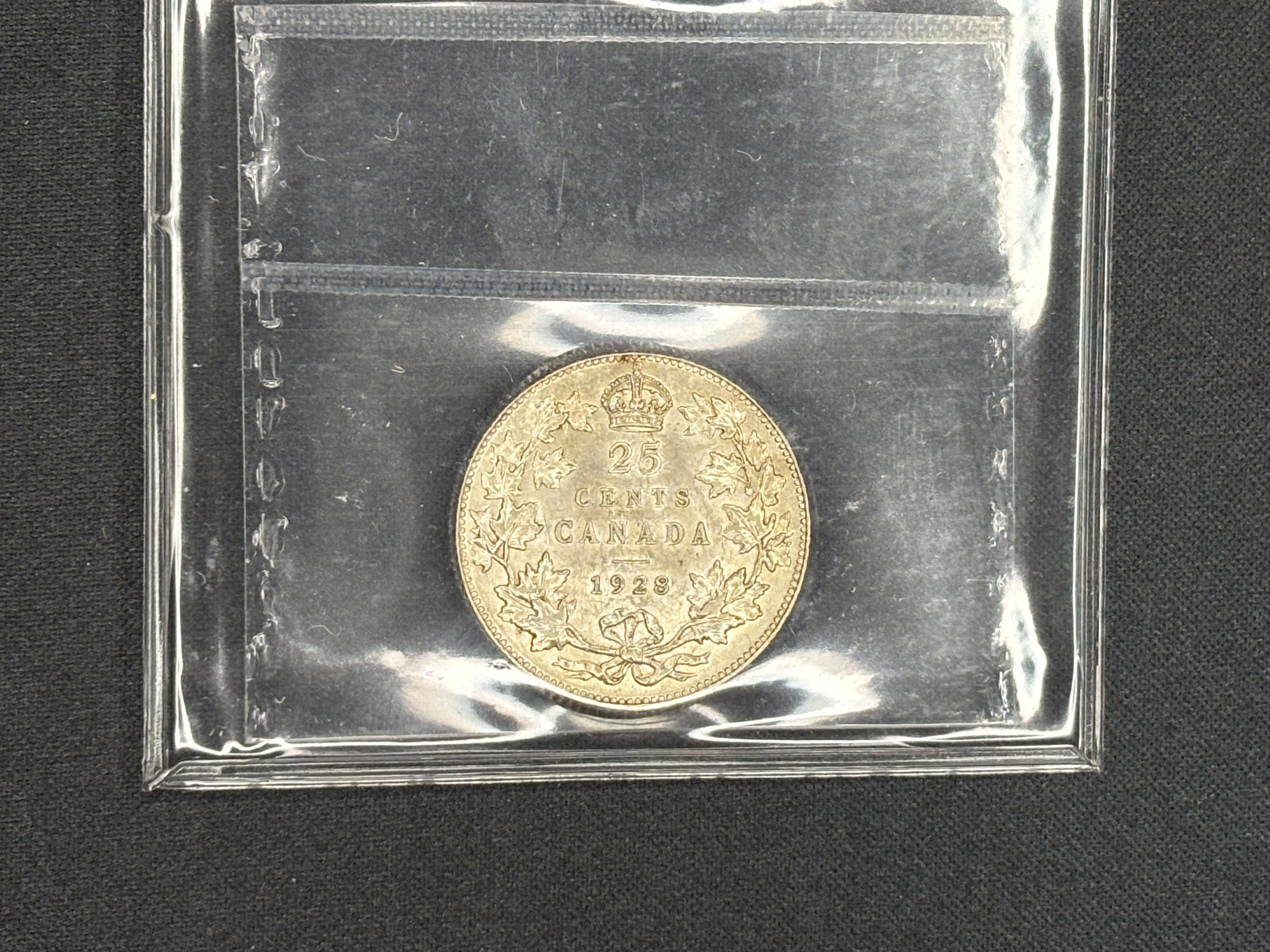 Canadian Silver Coin - 25 cents - 1928 AU55 ICCS