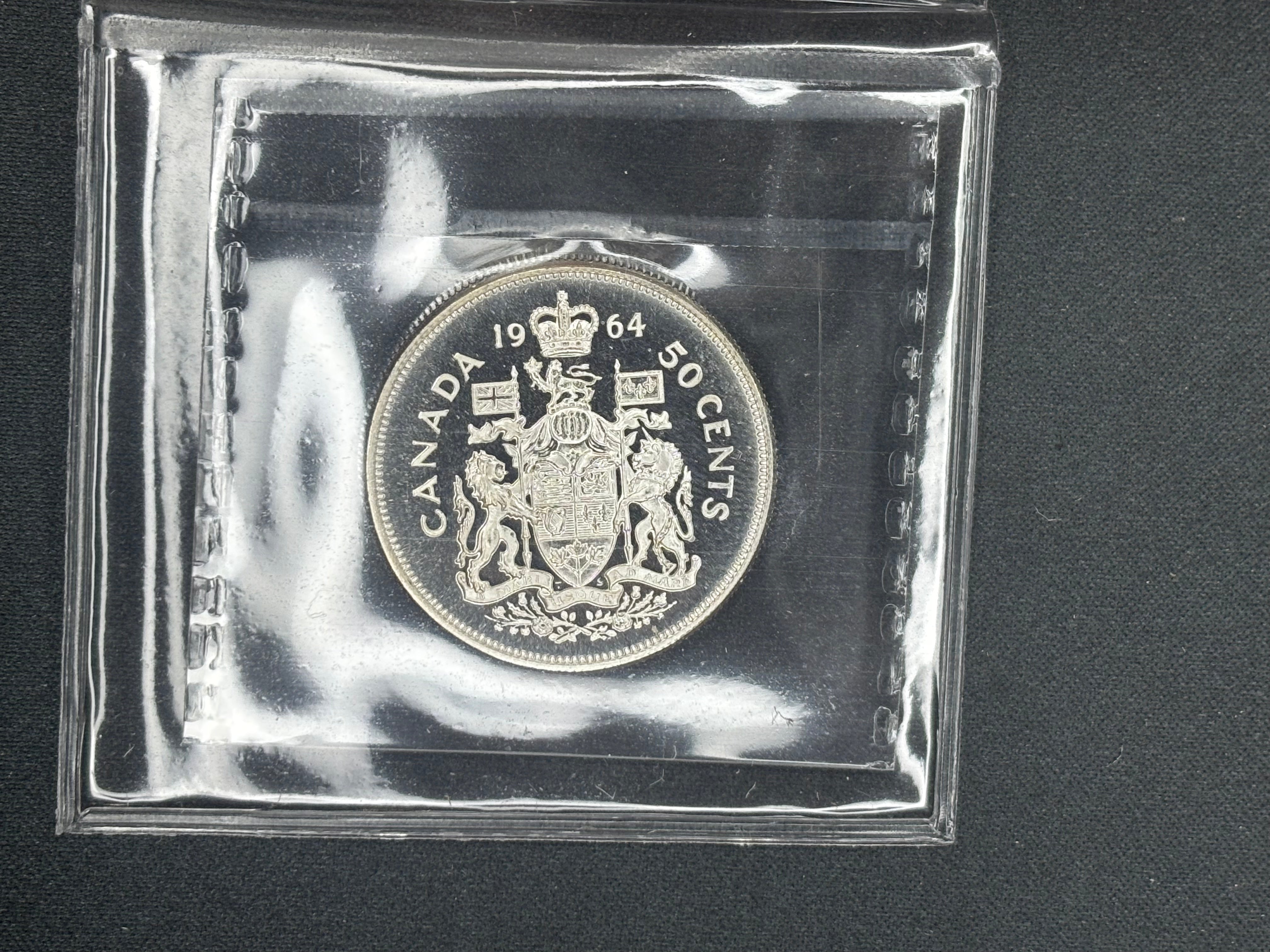 Canadian Silver Coin - 50 cents - 1964 Heavy Cameo -  PL66 ICCS