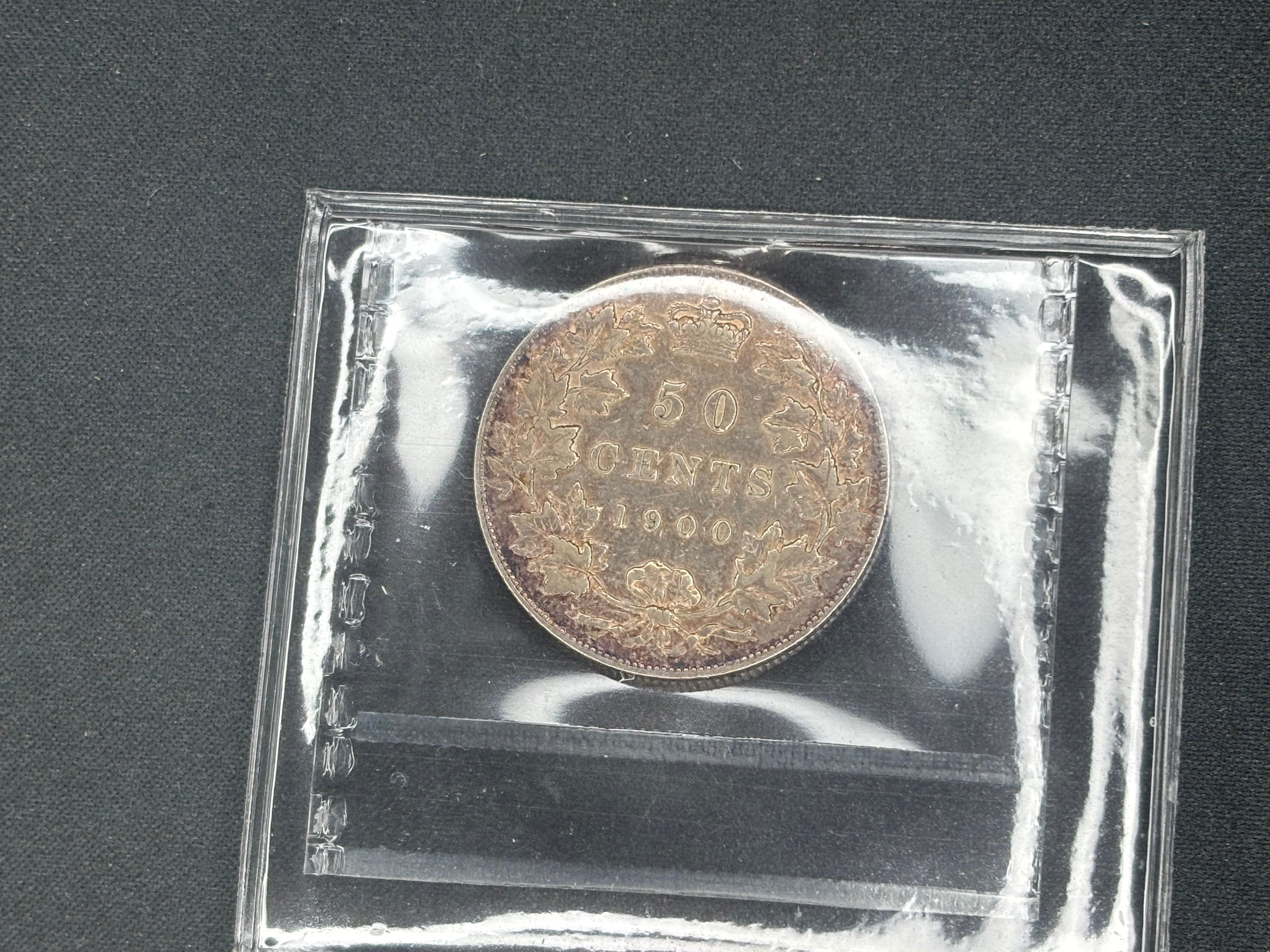 Canadian Silver Coin - 50 cents - 1900 VF30 ICCS