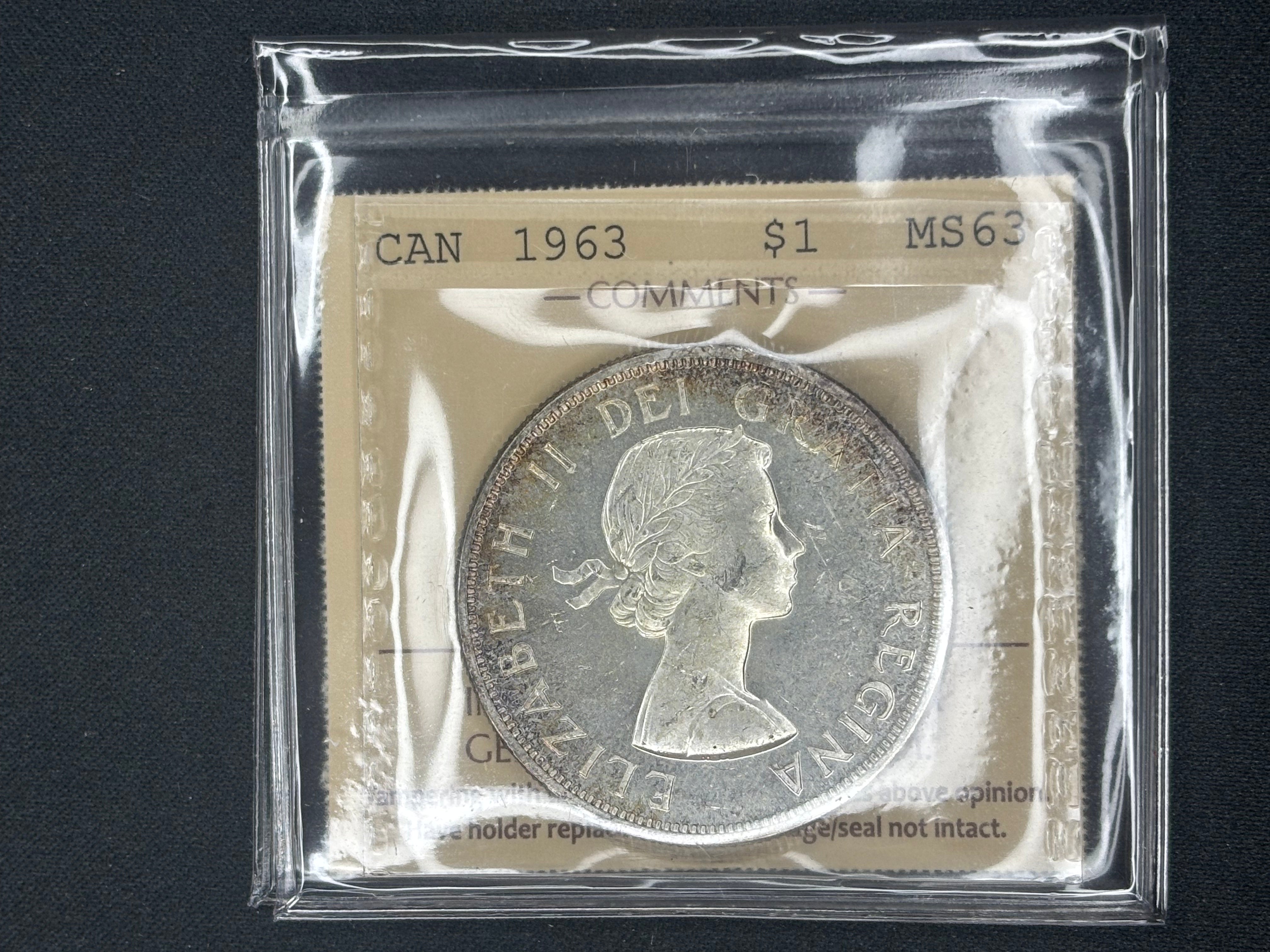 Canada Silver Coin - Dollars - 1963 Arrowhead - MS63 ICCS