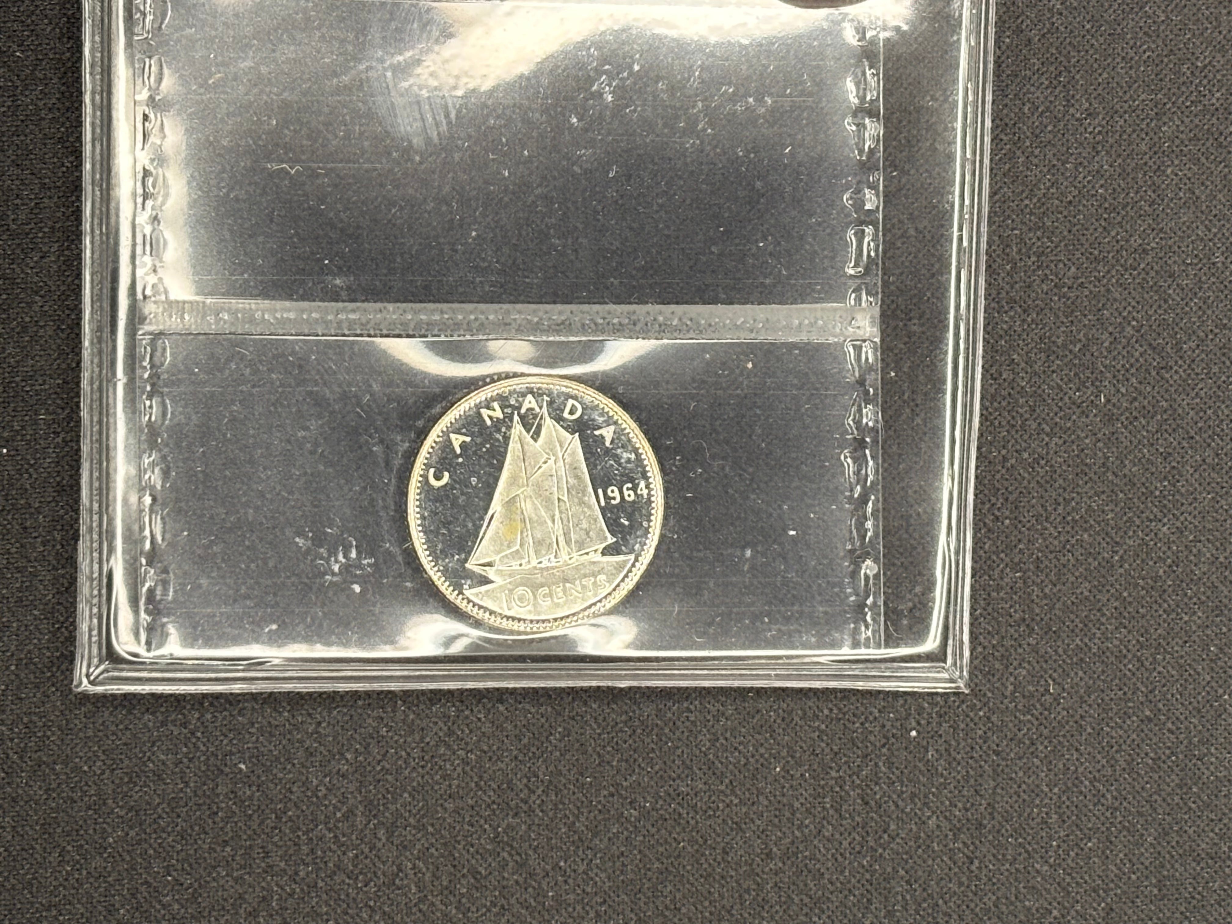 Canadian Silver Coin - 10 cents - 1964 Ultra Heavy Cameo - PL65 ICCS