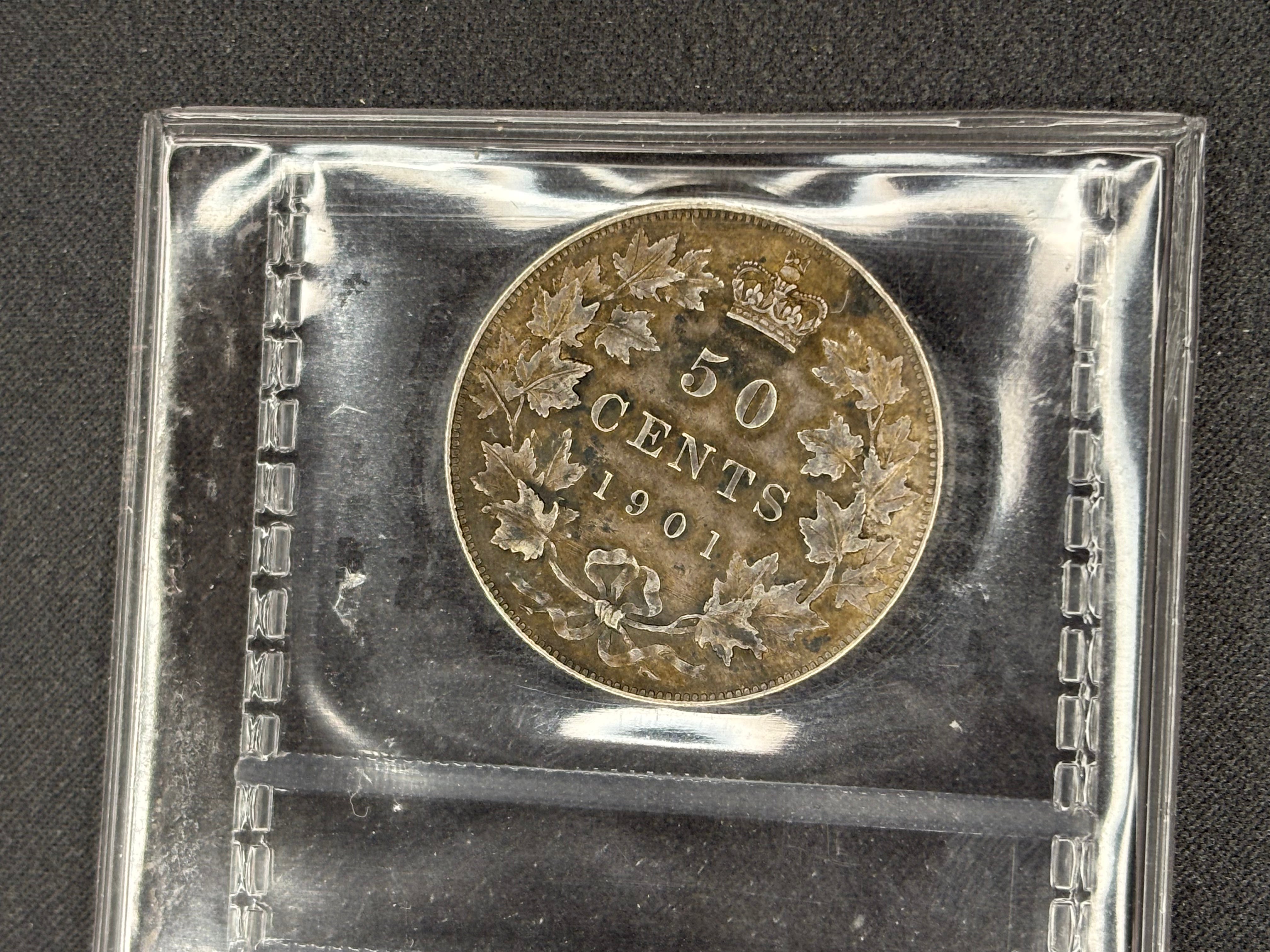 Canadian Silver Coin - 50 cents - 1901 Scratch - EF45 ICCS