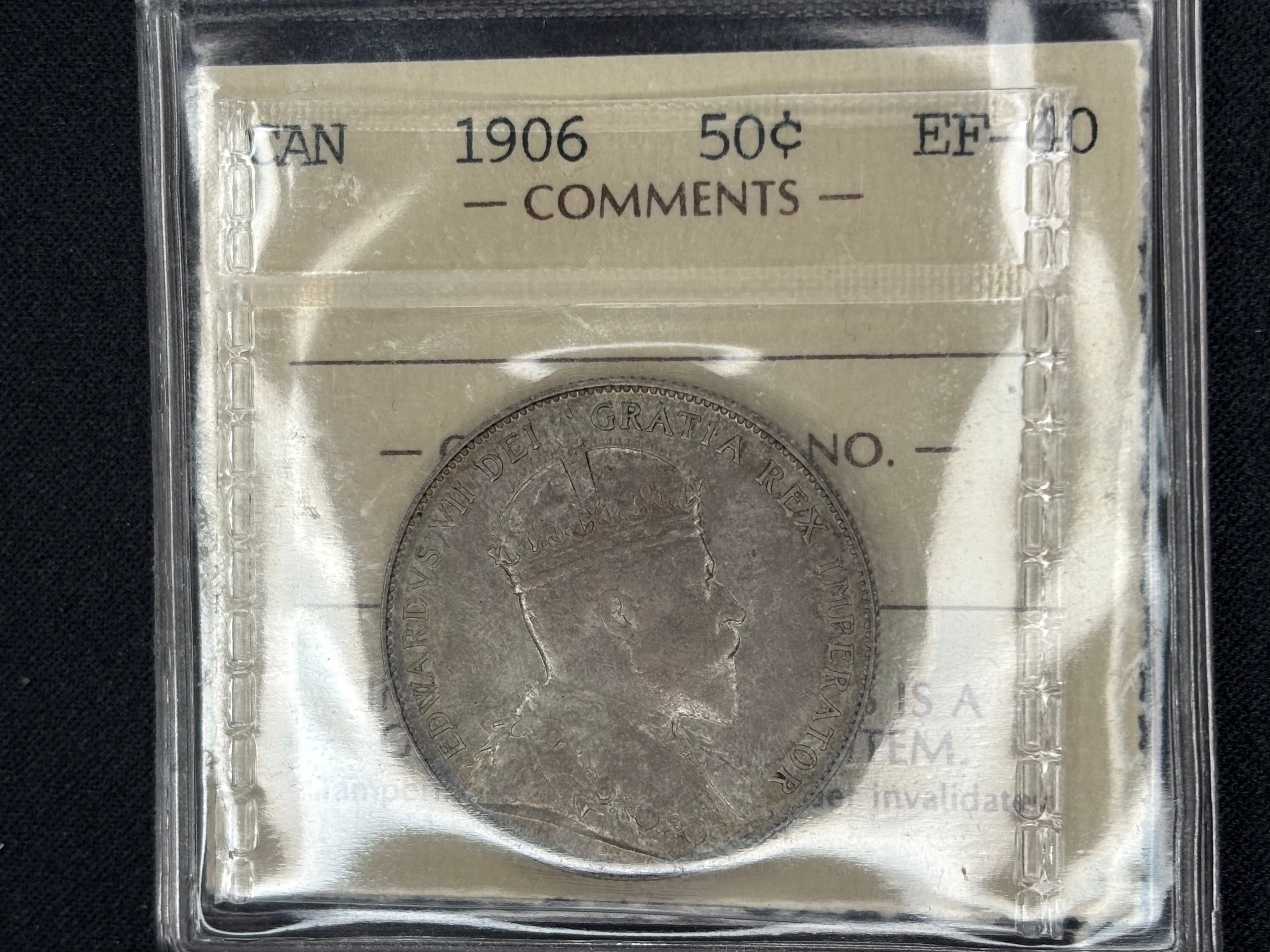 Canadian Silver Coin - 50 cents - 1906 - EF40 ICCS