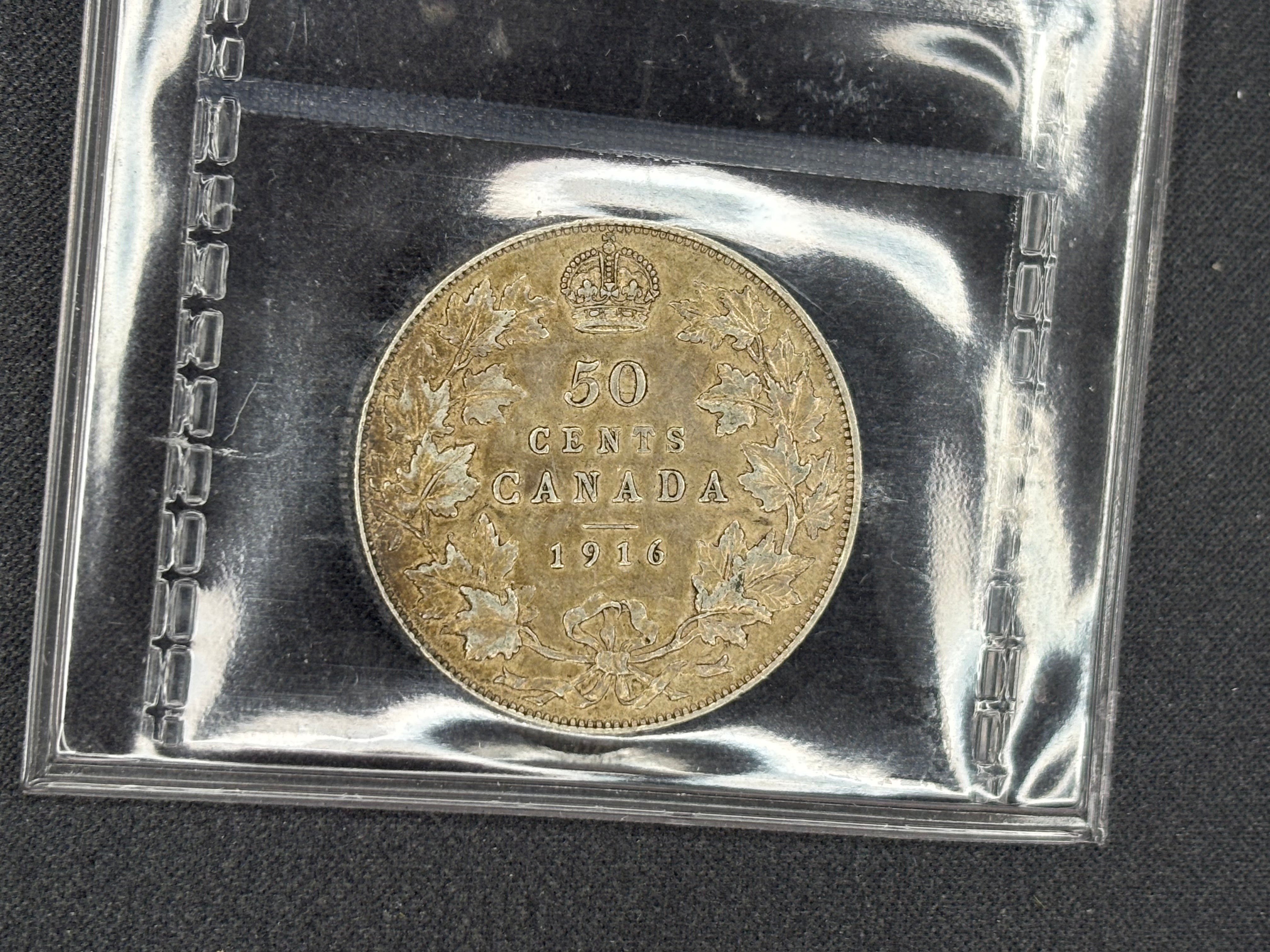Canadian Silver Coin - 50 cents - 1916 - EF40 ICCS