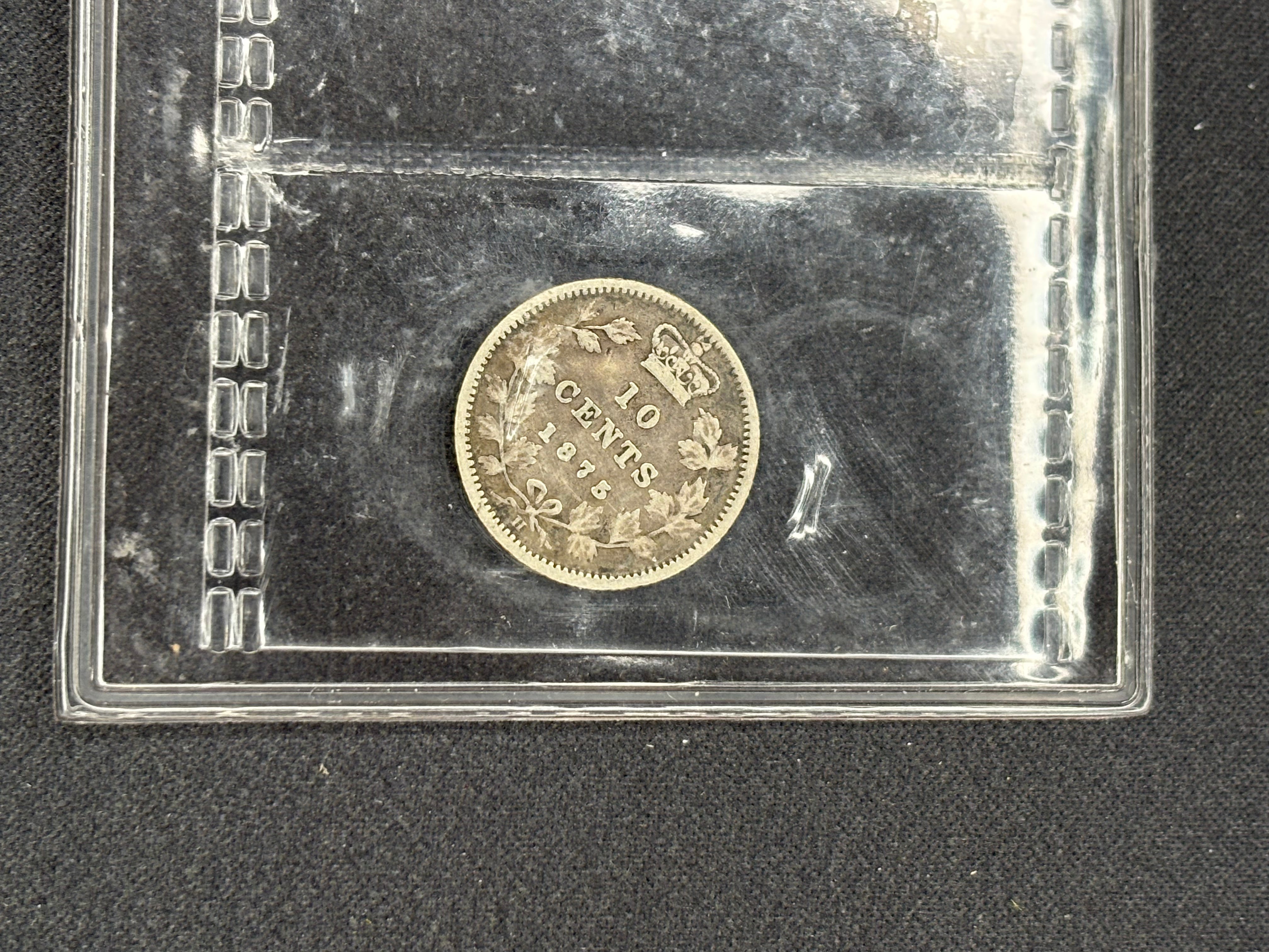 Key date Canadian Silver Coin - 10 cents - 1875 - F12 ICCS