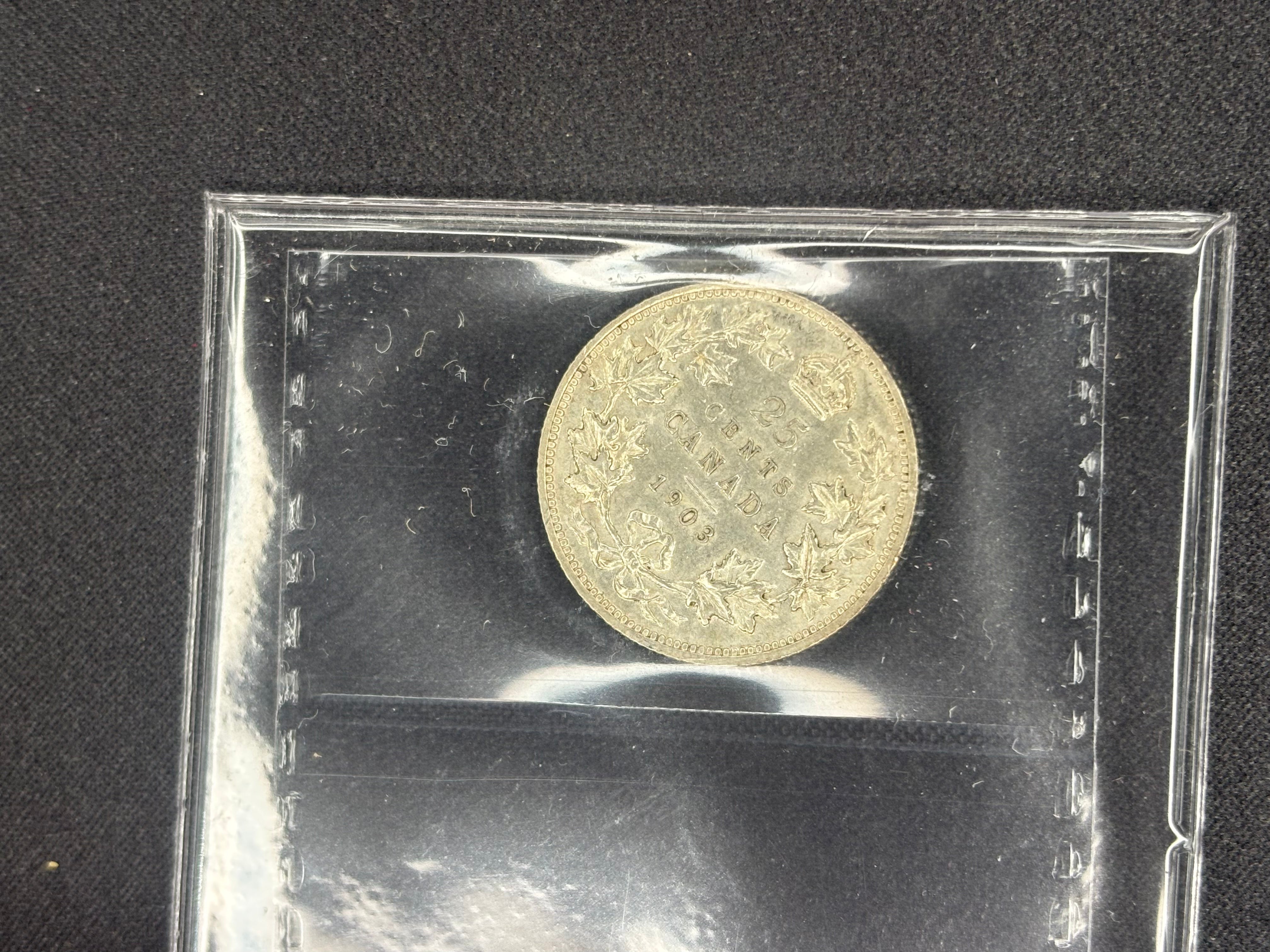 Canadian Silver Coin - 25 cents - 1903 - AU50 ICCS